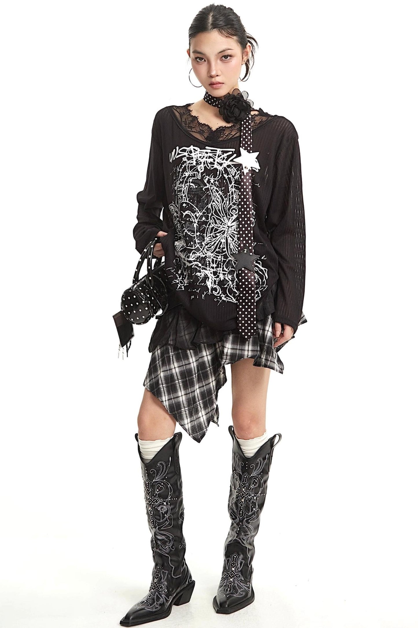 Gothic Lace V-Neck Top