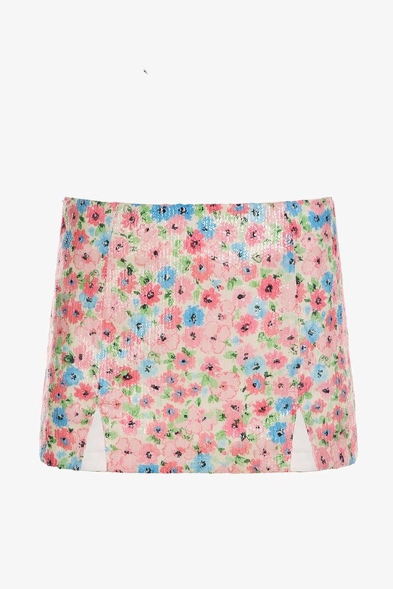 Colorful Floral Sequin Skirt