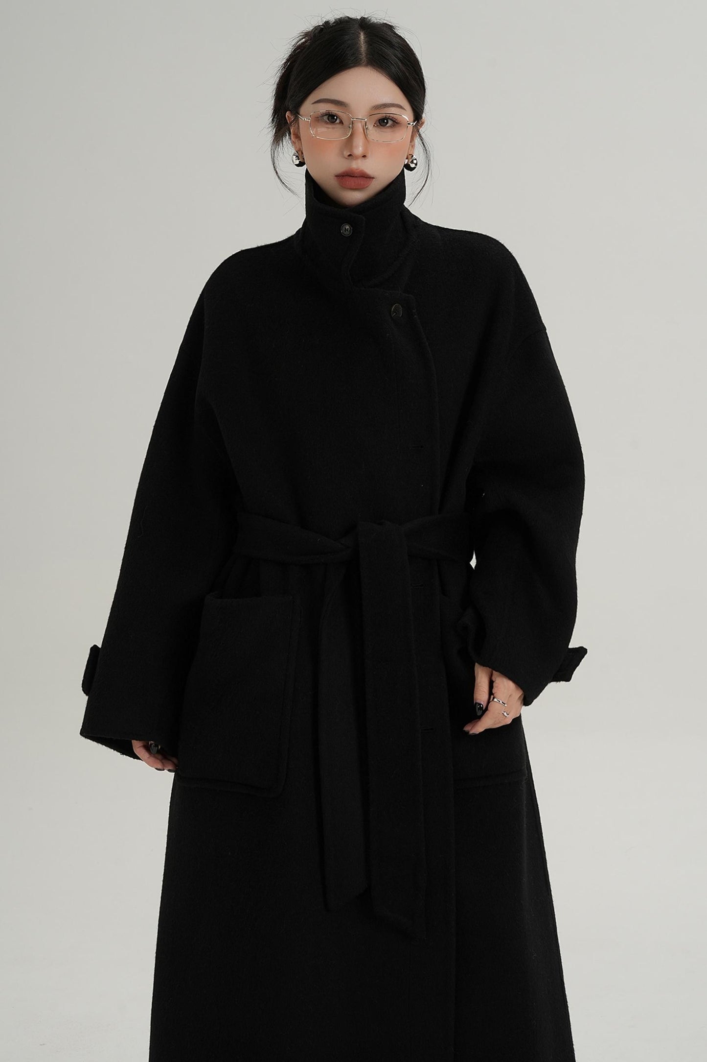 Stand-Up Wool Long Coat