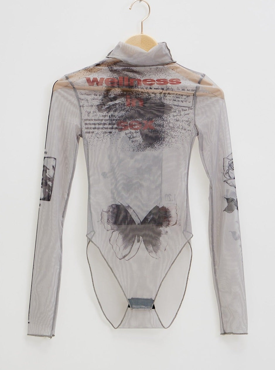 Semi-sheer long sleeve T-shirt