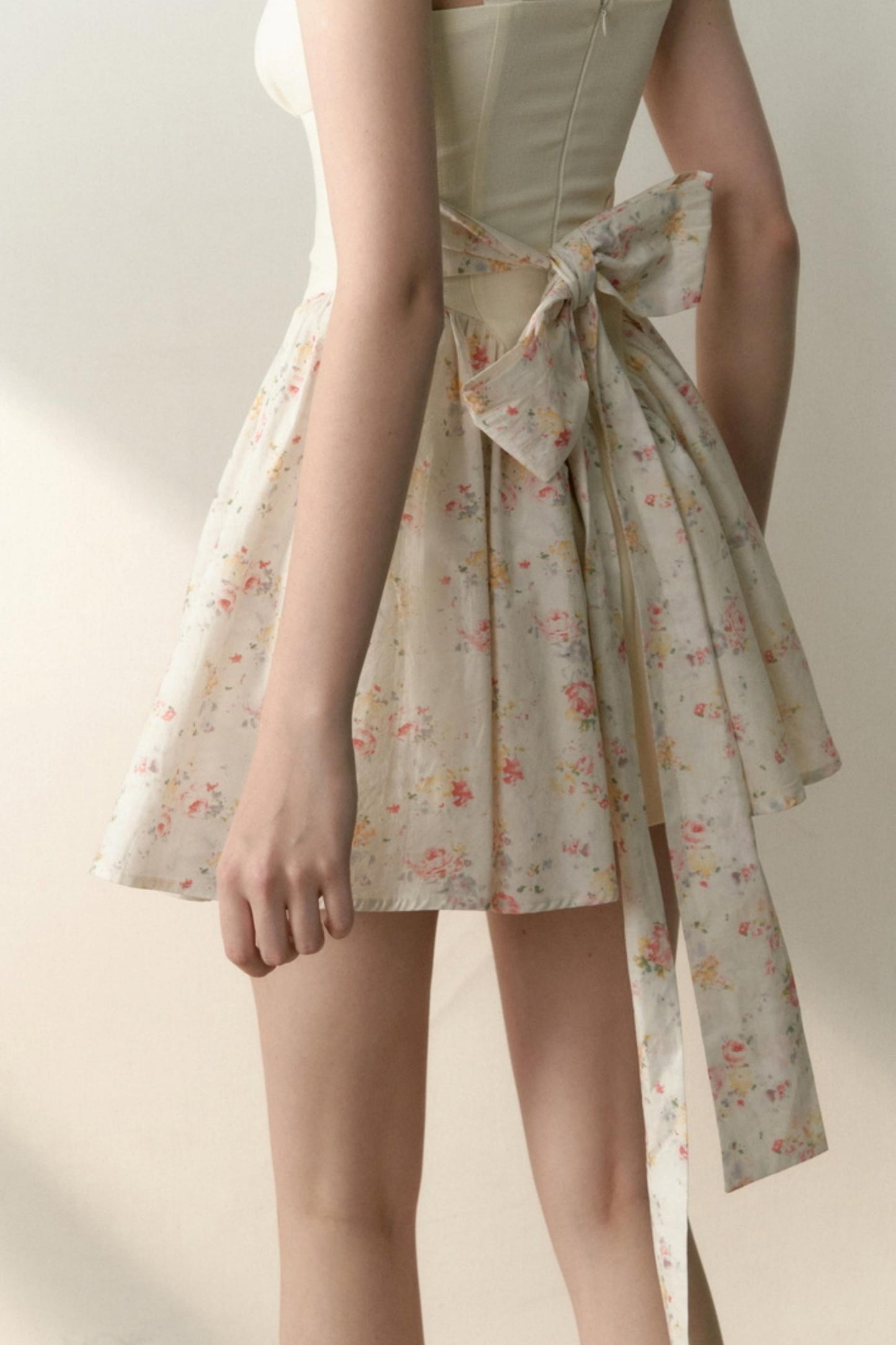 Floral Patchwork Bowtie Camisole Dress