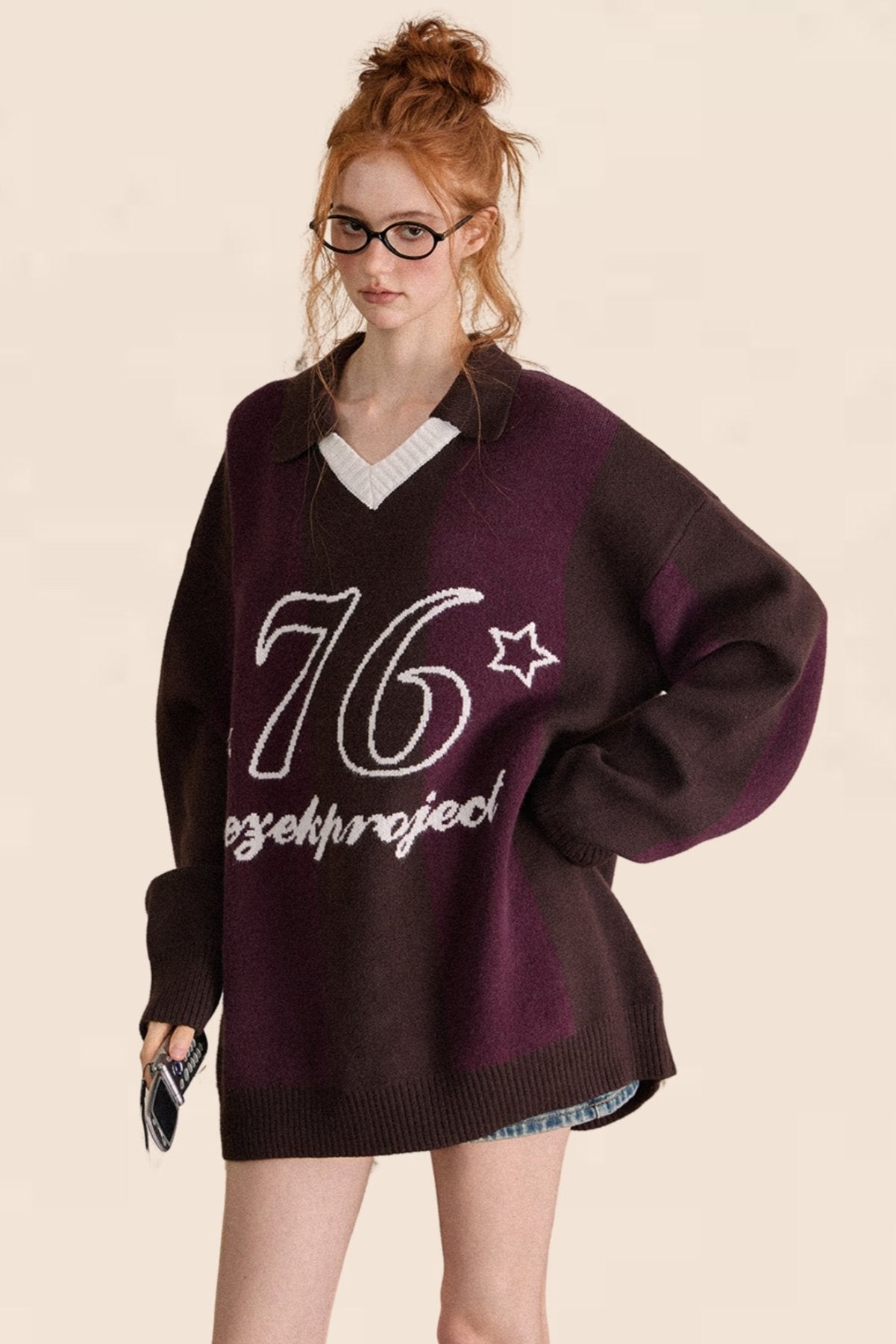 Women's Vintage Casual V-neck Pullover Knit main image 0