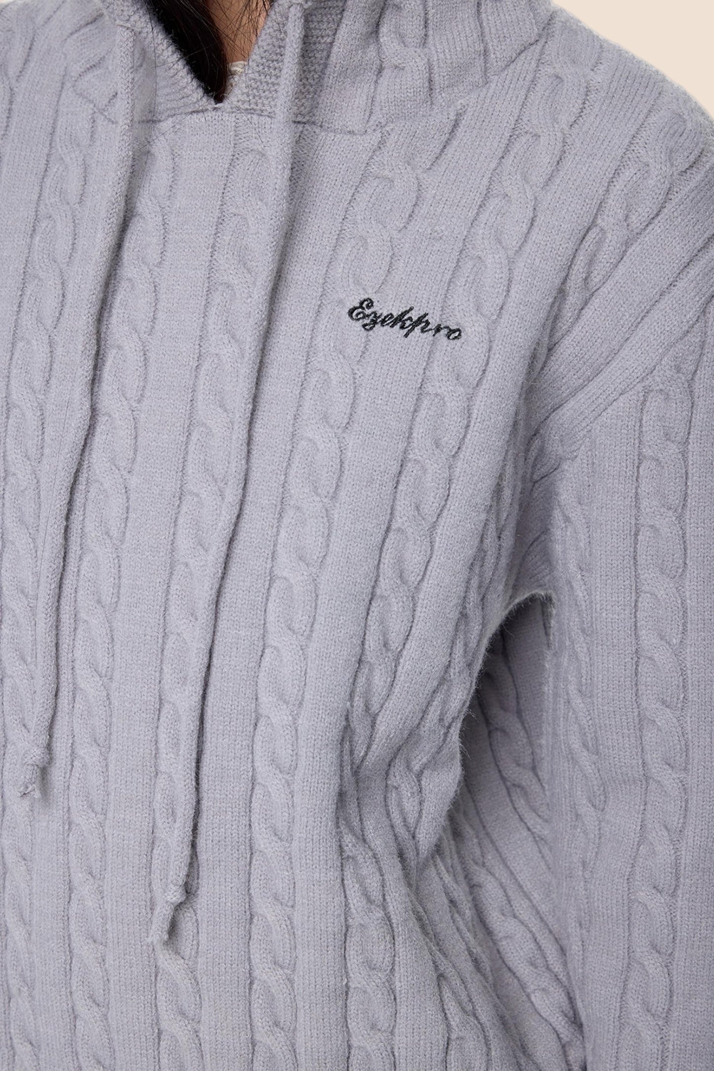 Twisted Embroidery Hooded Sweater