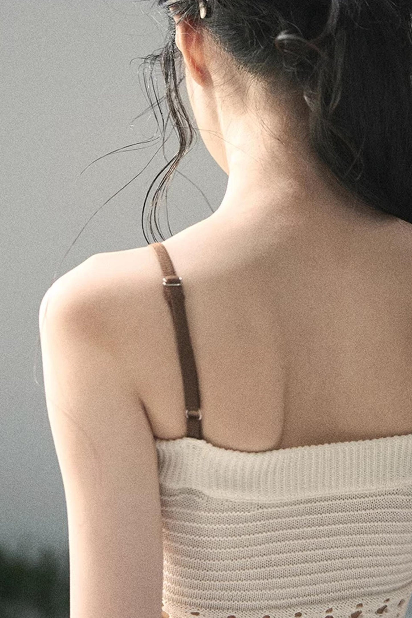 Französisches Strick-Hollow-Out-Unterhemd