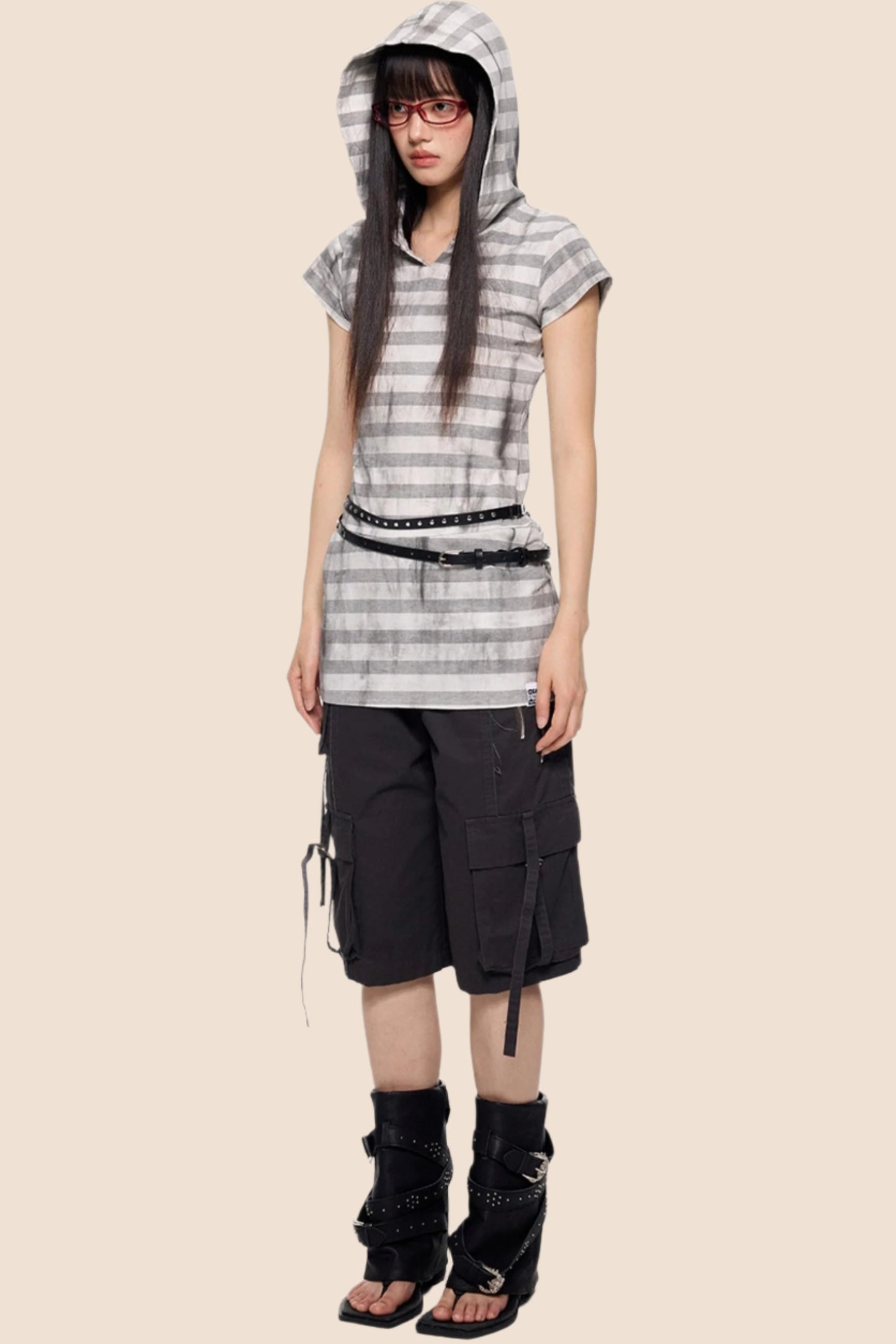 Vintage Striped Hooded Tee