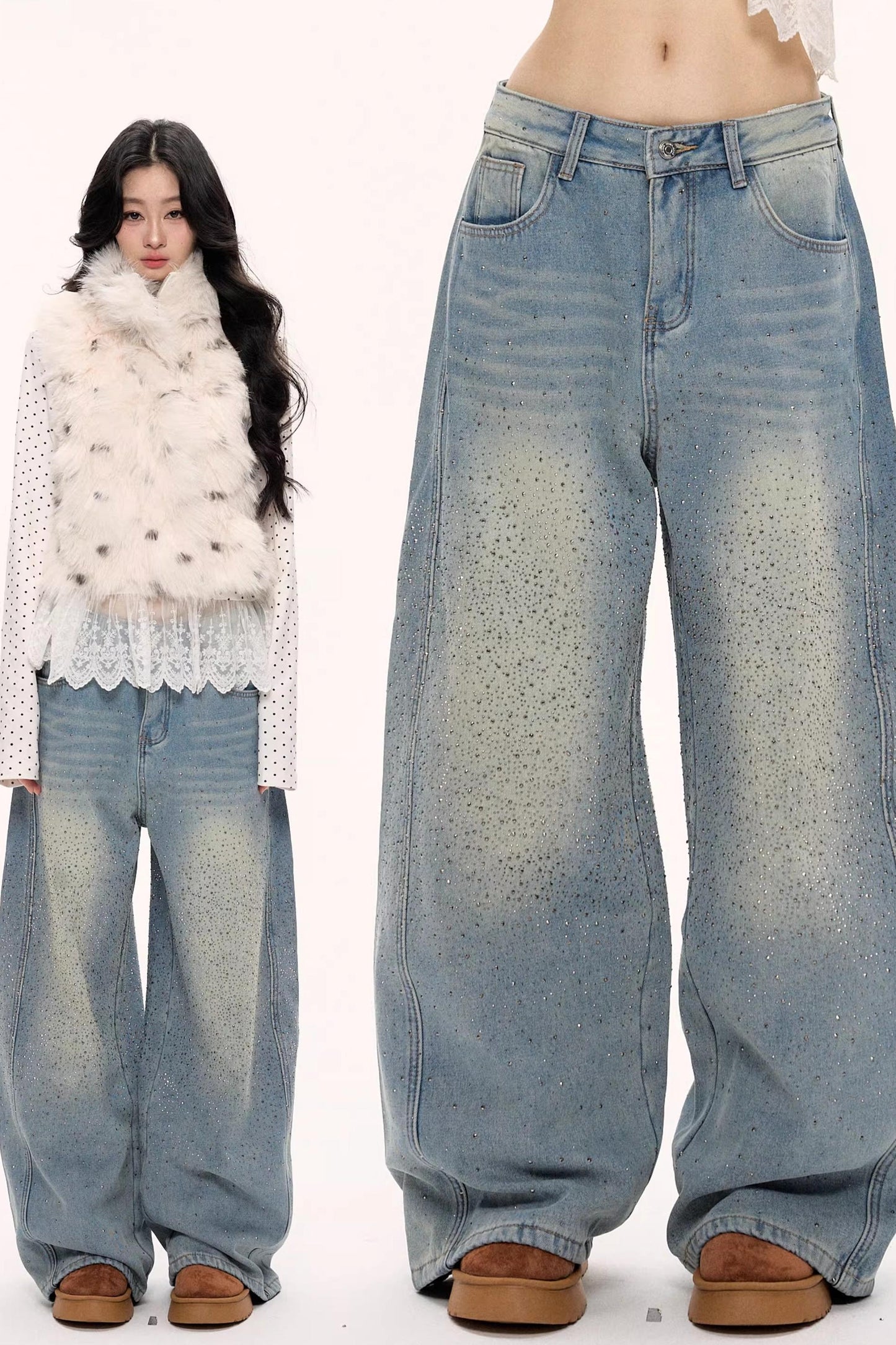 Galaxy Starry Wide-Leg Jeans