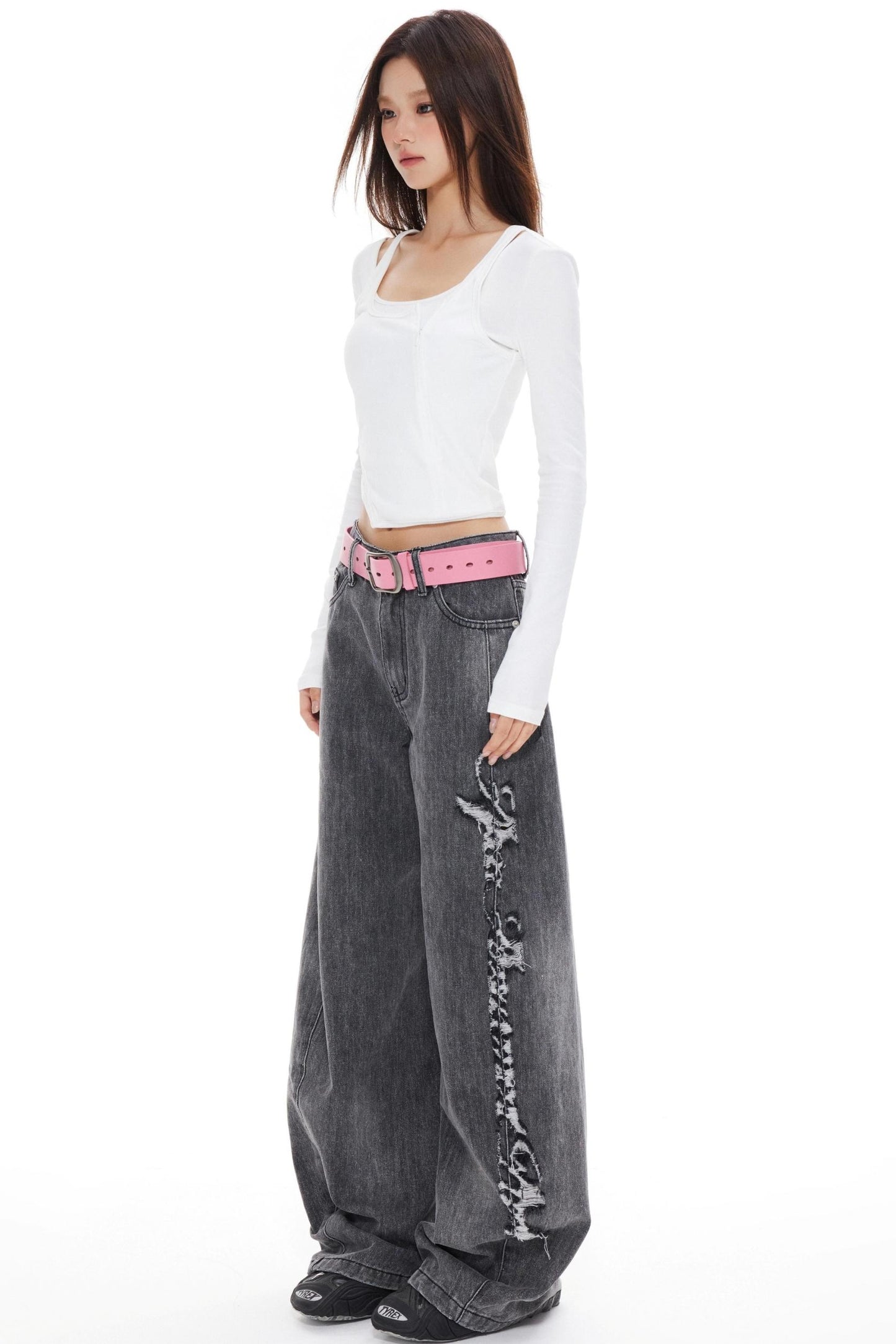 Blue Distressed Denim Pants