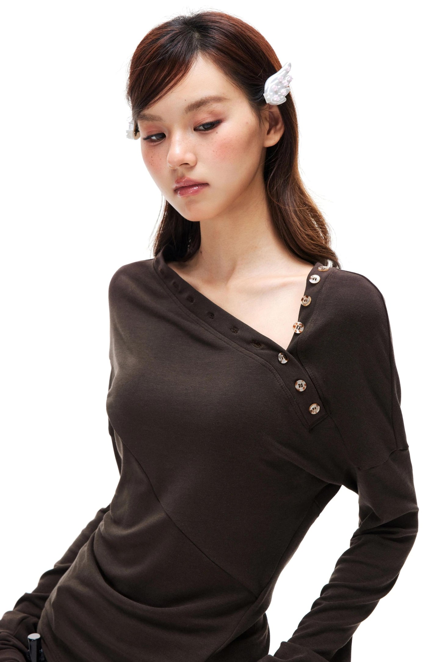 Asymmetrisches Strickoberteil aus Lyocell