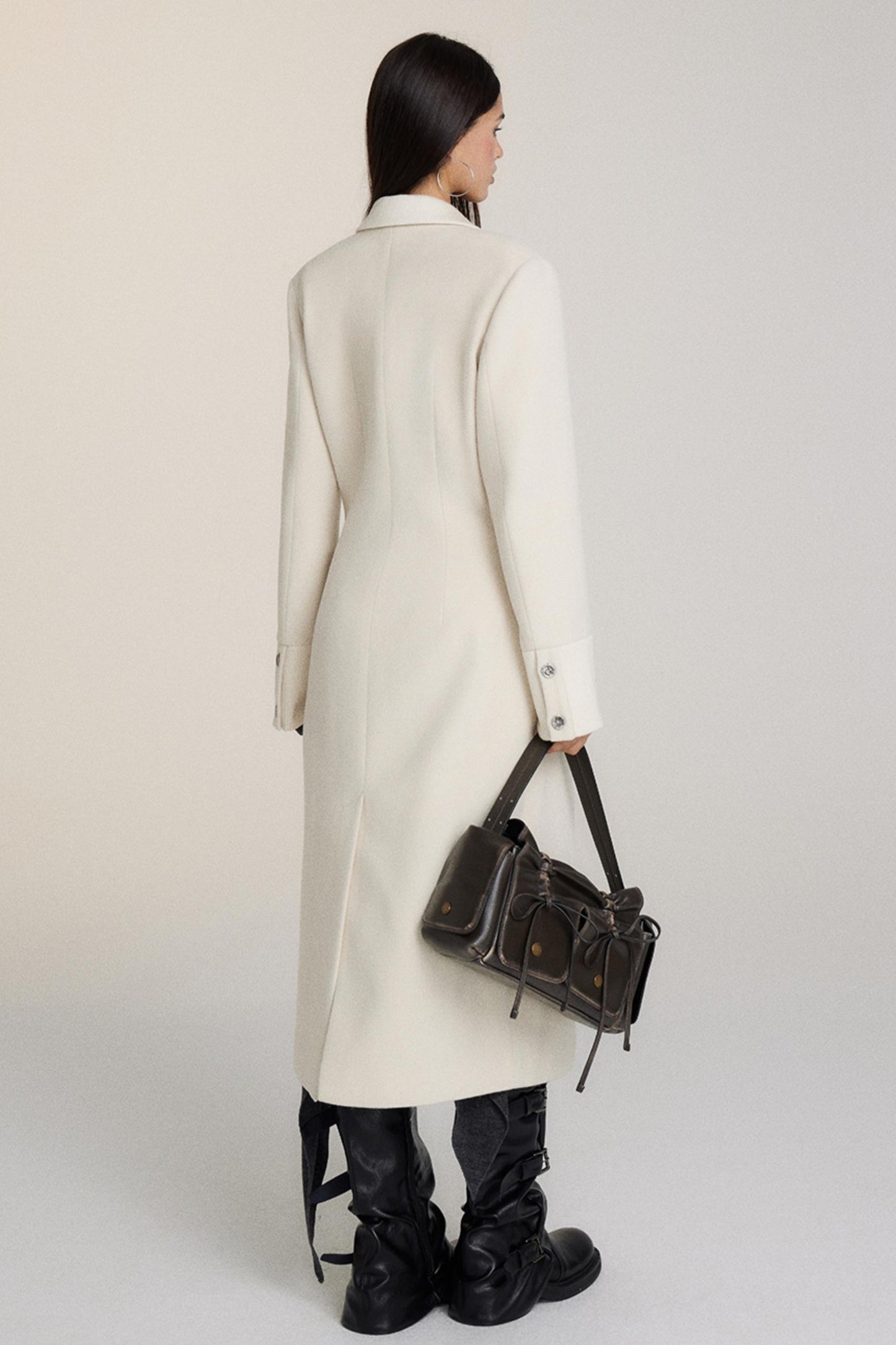 롱 수트 칼라 트위드 코트