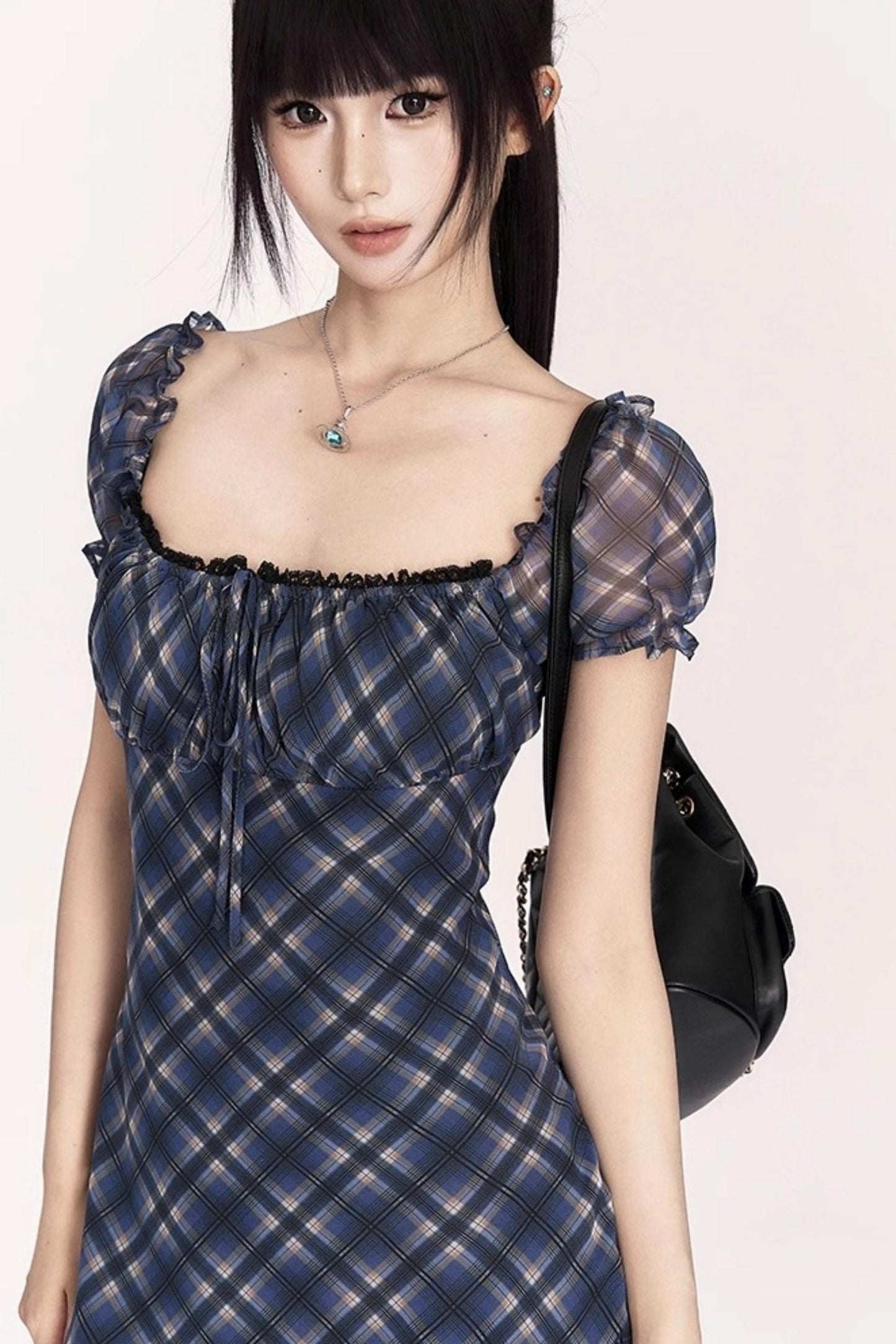 Sweetheart Bubble Sleeves A-line Dress