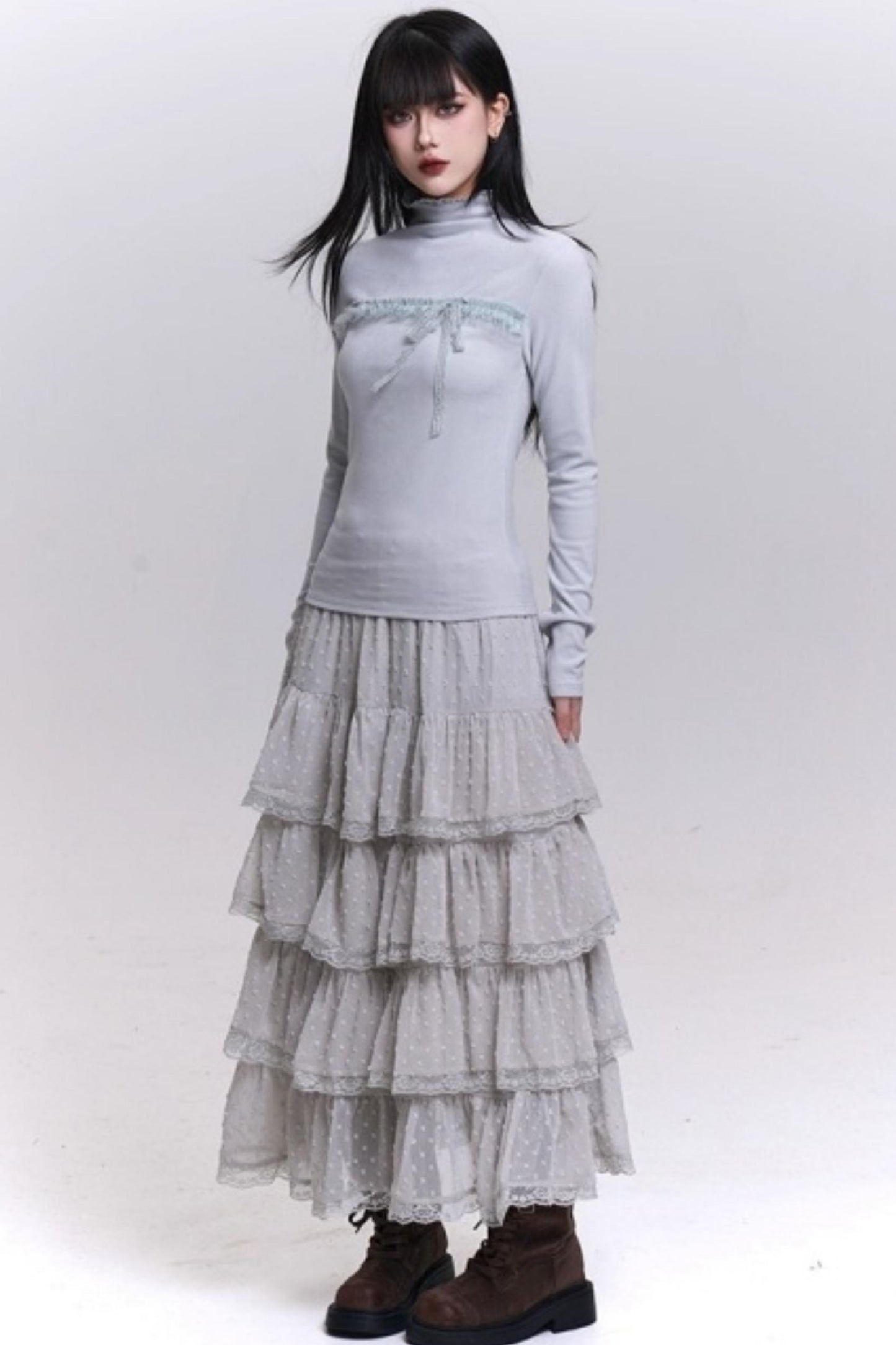 Ghost Gray Half-High Collar Top