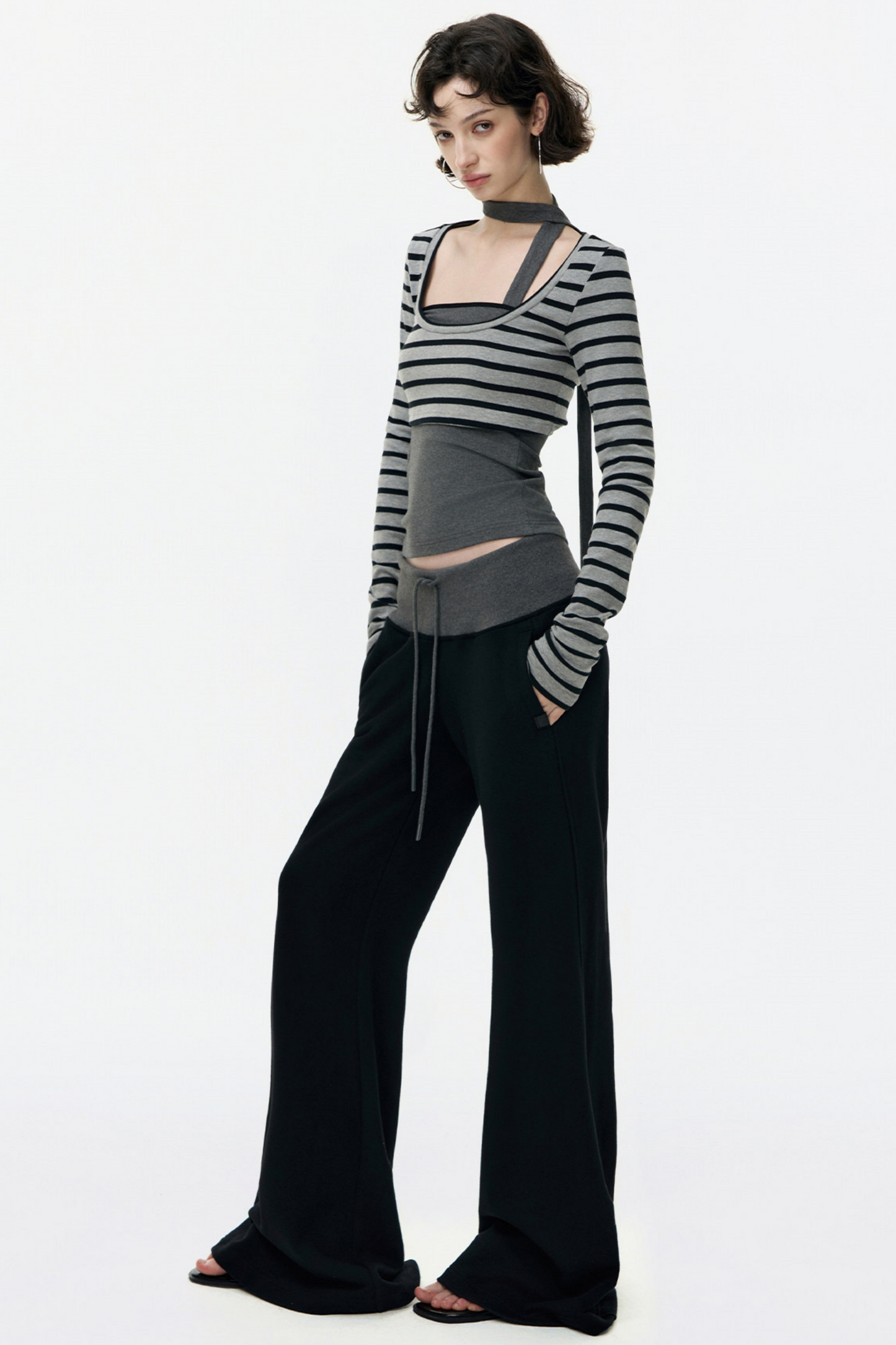 Color-Blocked Flared Pants