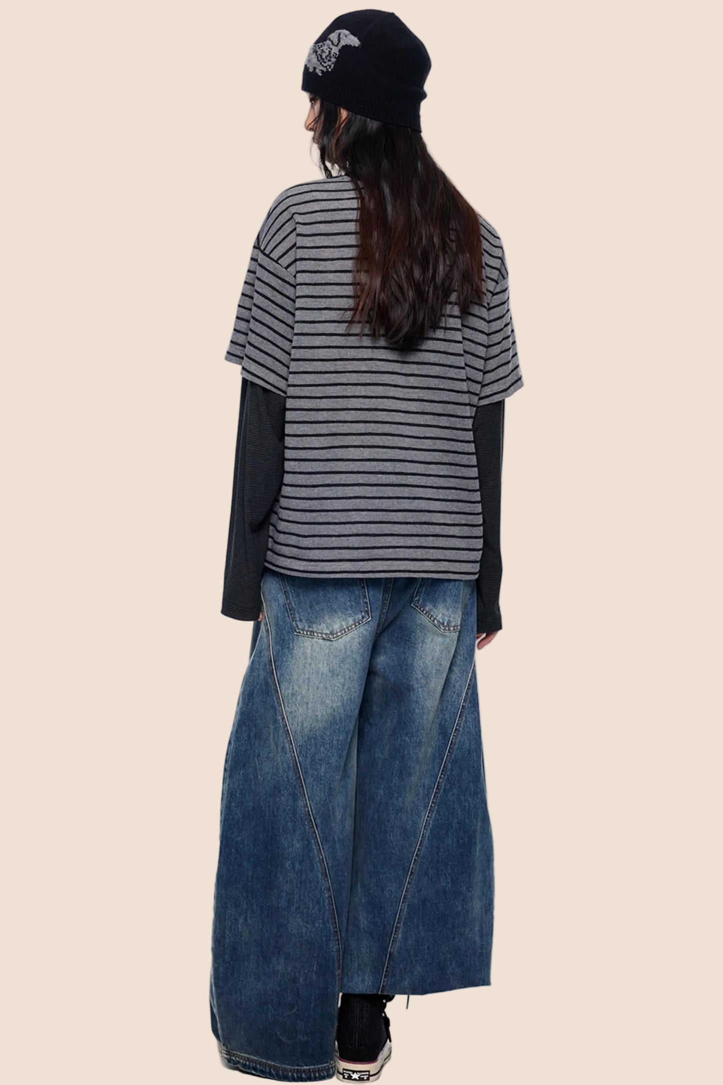 Silver-Embossed Striped Sweater