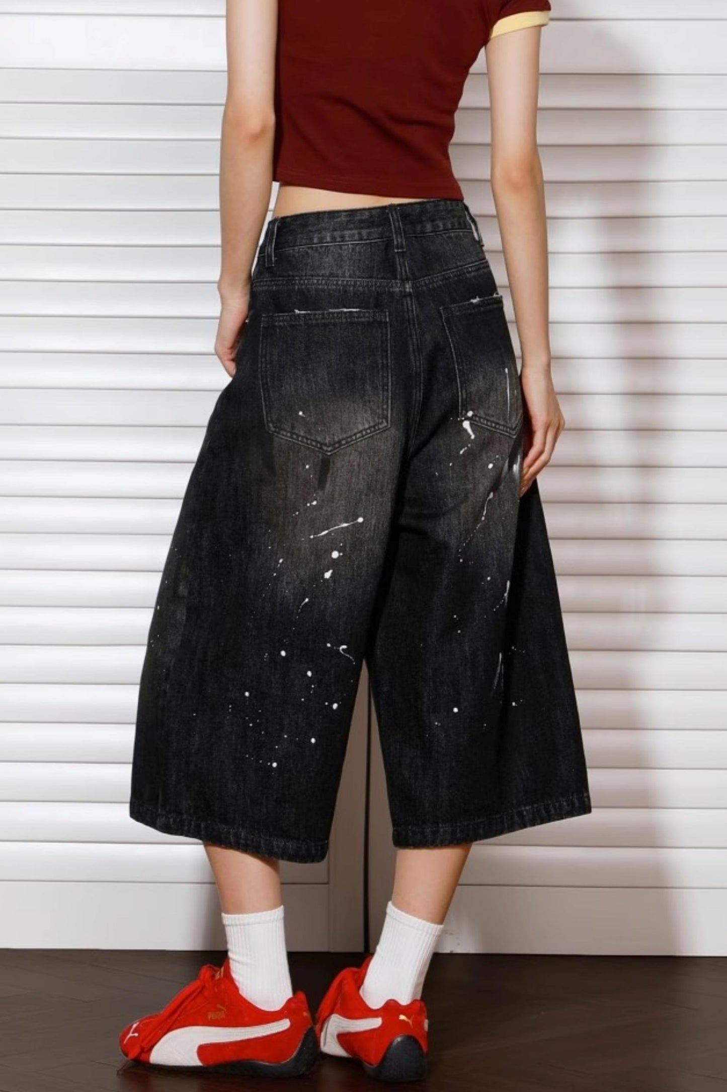 Vintage Denim Wide-Leg Shorts