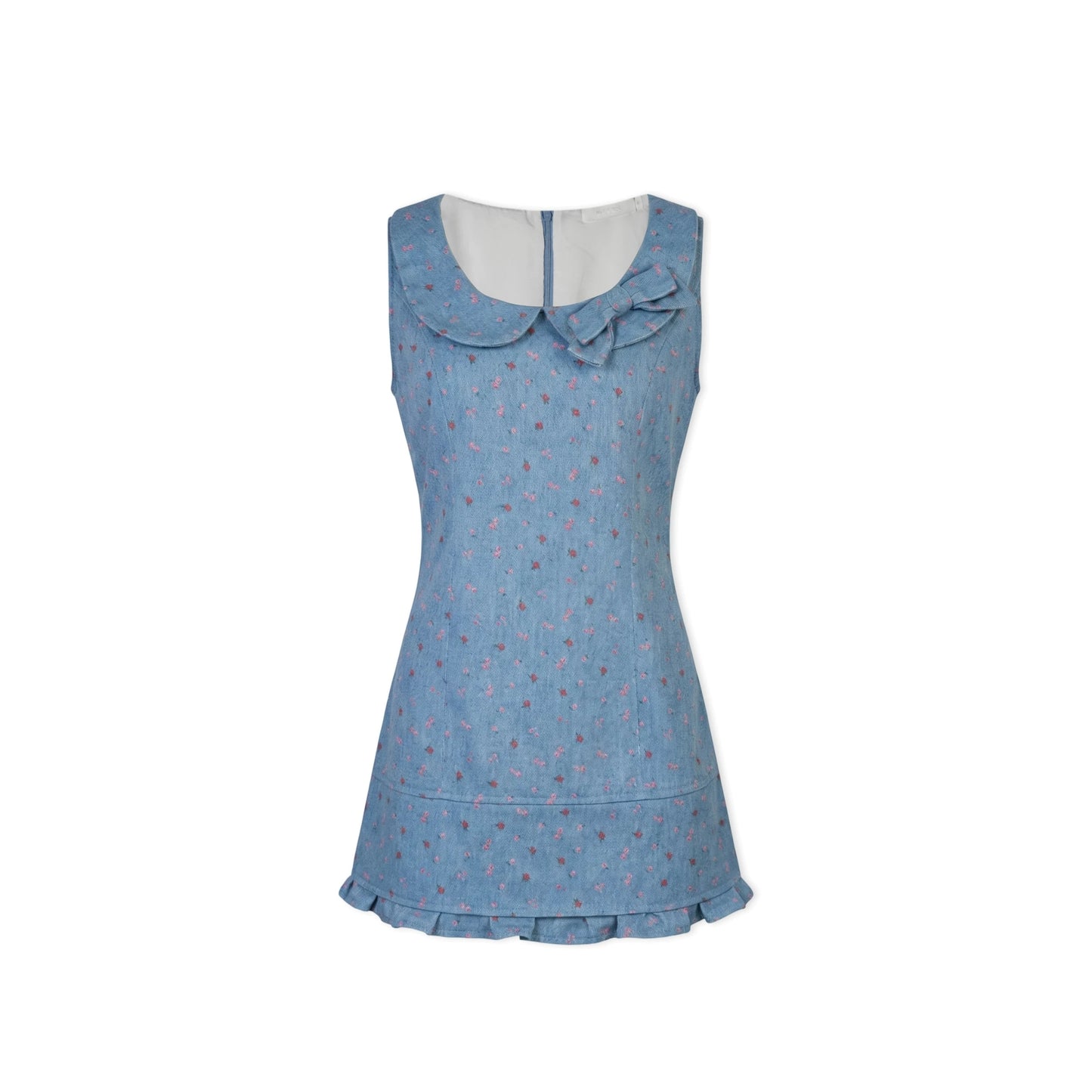 Contrast Floral Bow Collar Dress