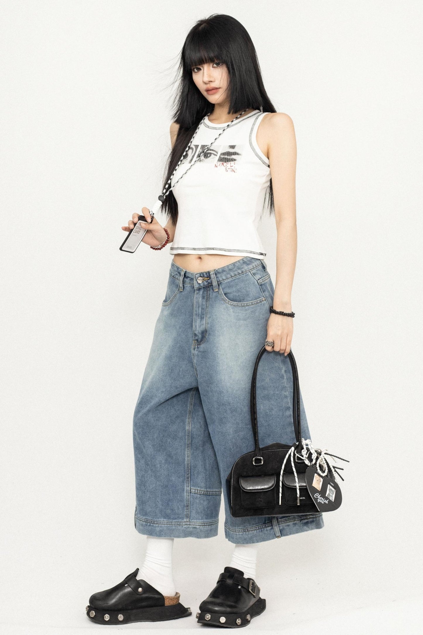 Wide-Leg Denim Pants