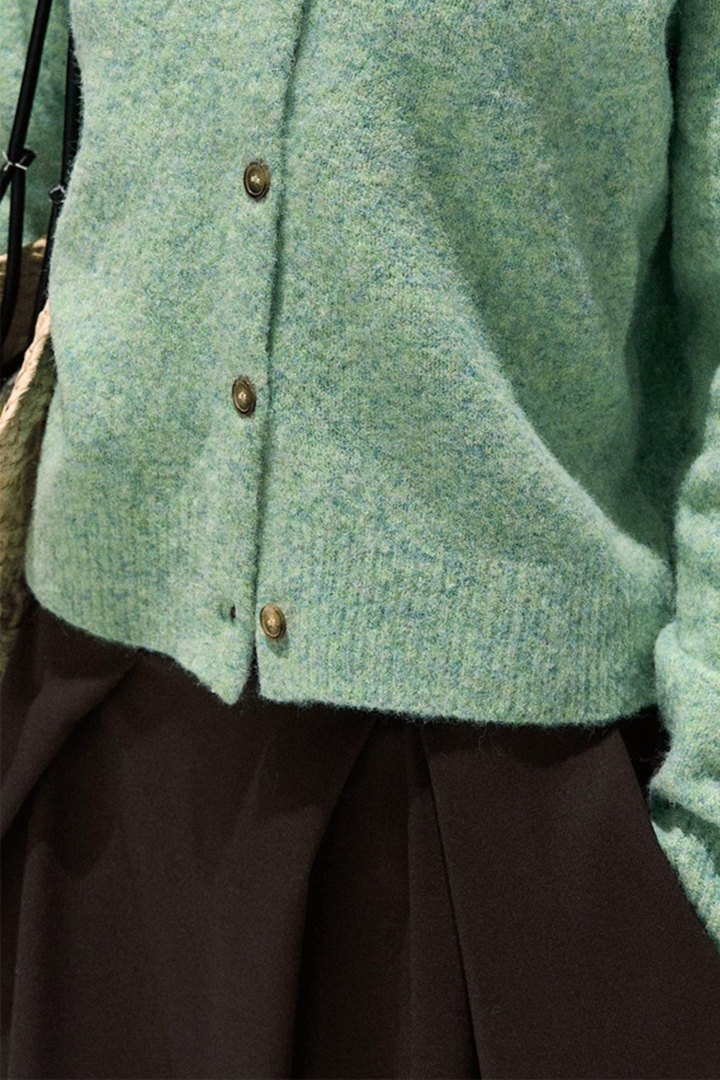 Vintage Crewneck Wool Knit Cardigan