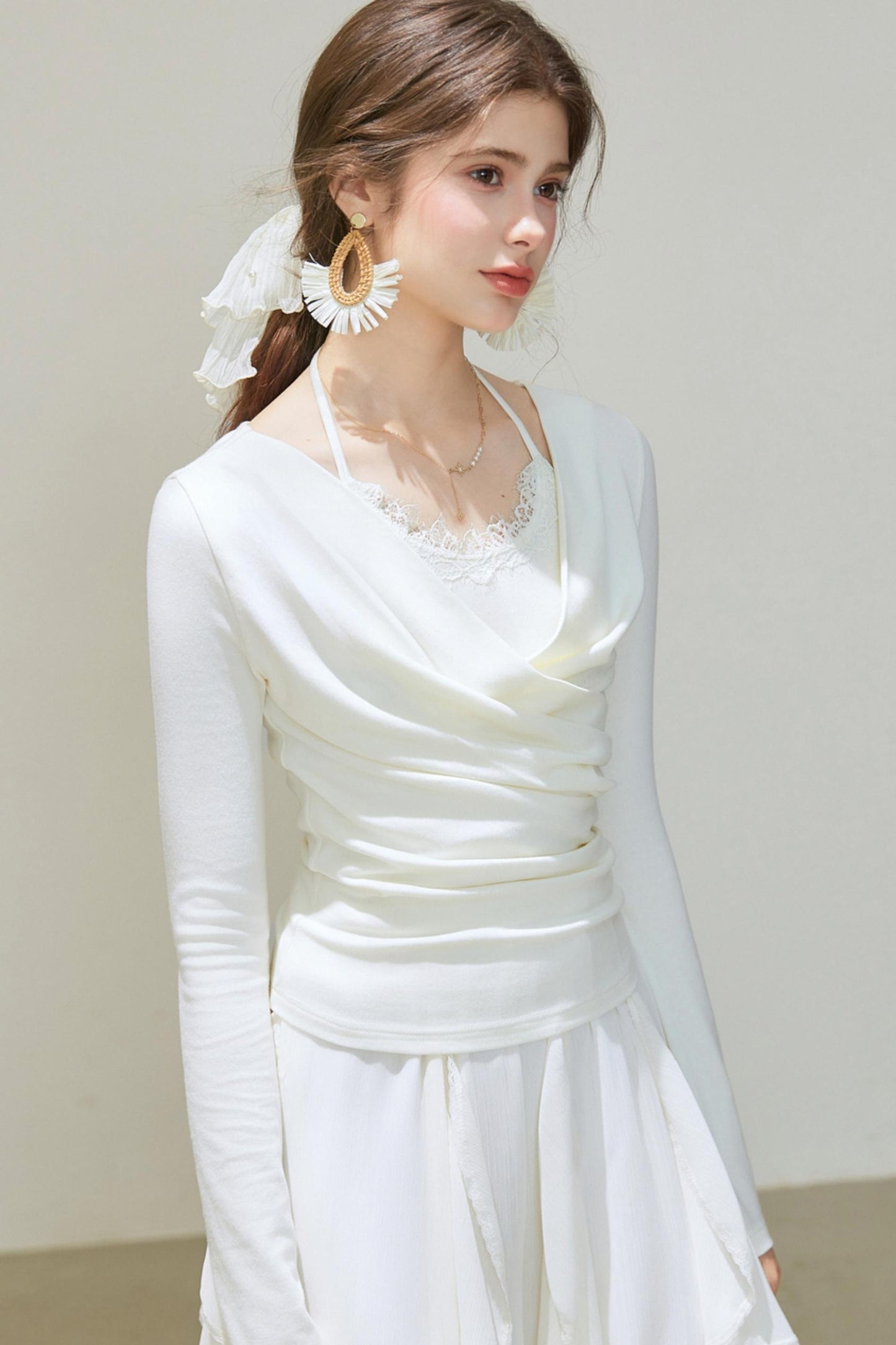 White Wool Blend Top