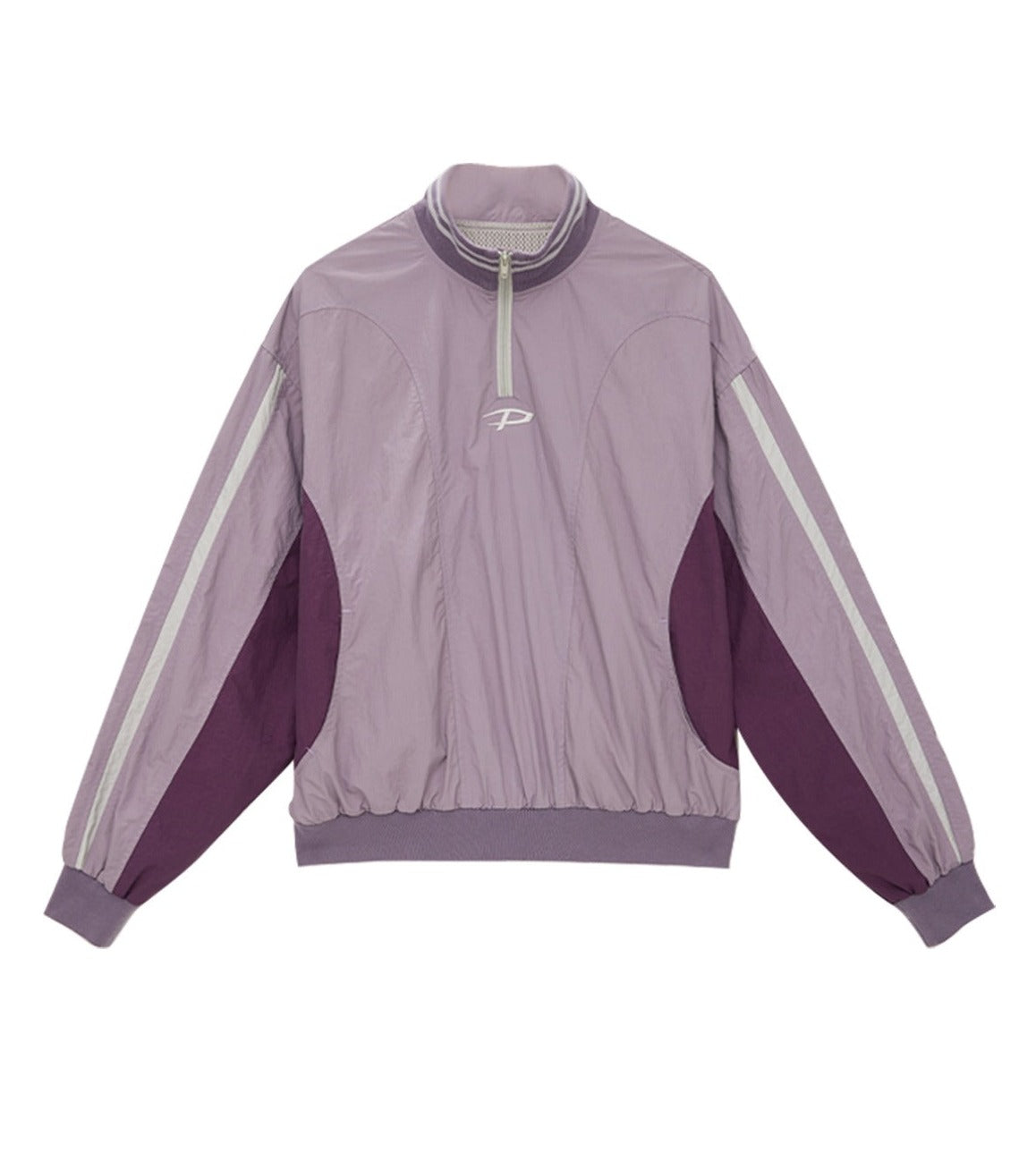 Contrast Stand Neck Pullover Jacket