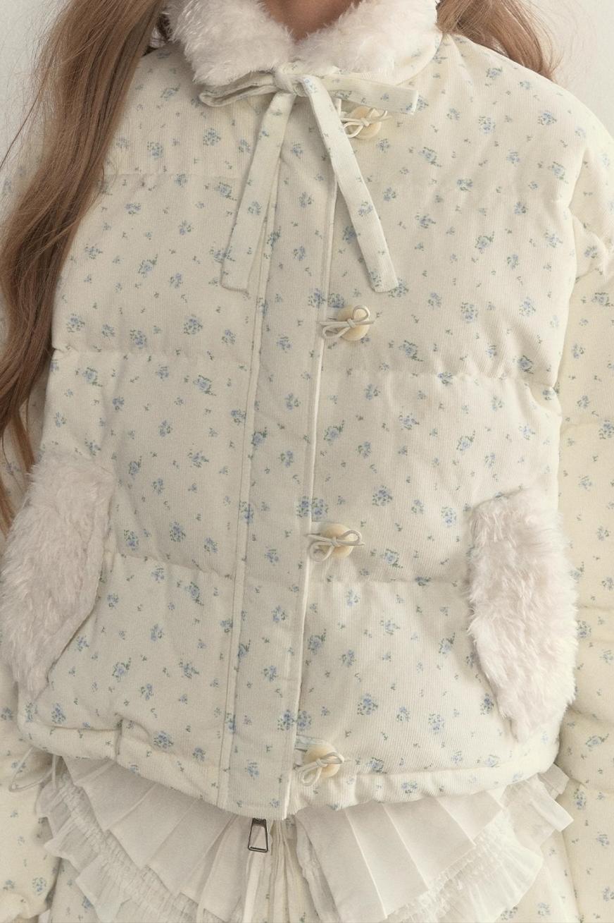 Floral Corduroy Pleated Jacket Set-Up