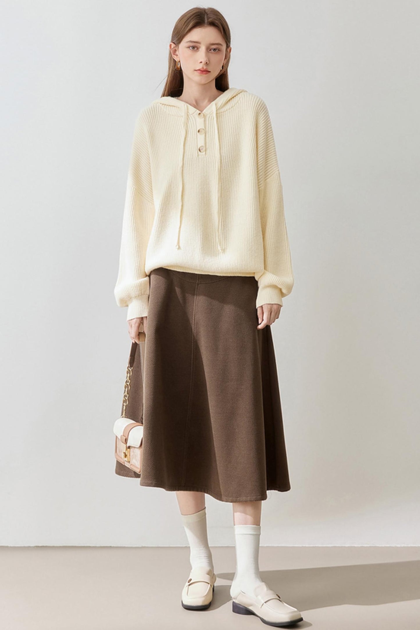 게으른 느슨한 후드 니트 탑