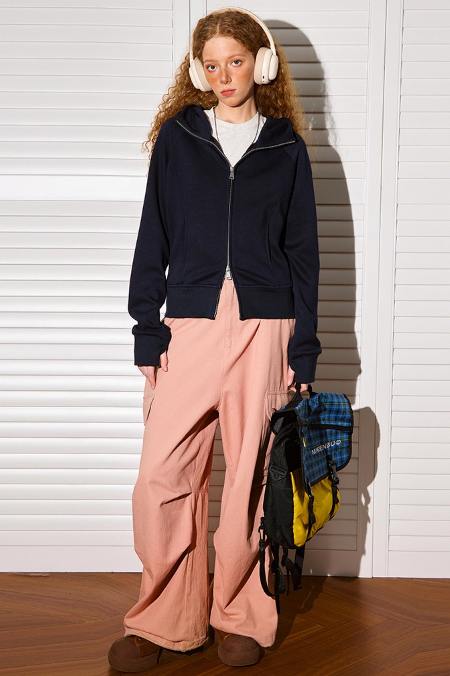 크롭 더블 지퍼 슬림 탑