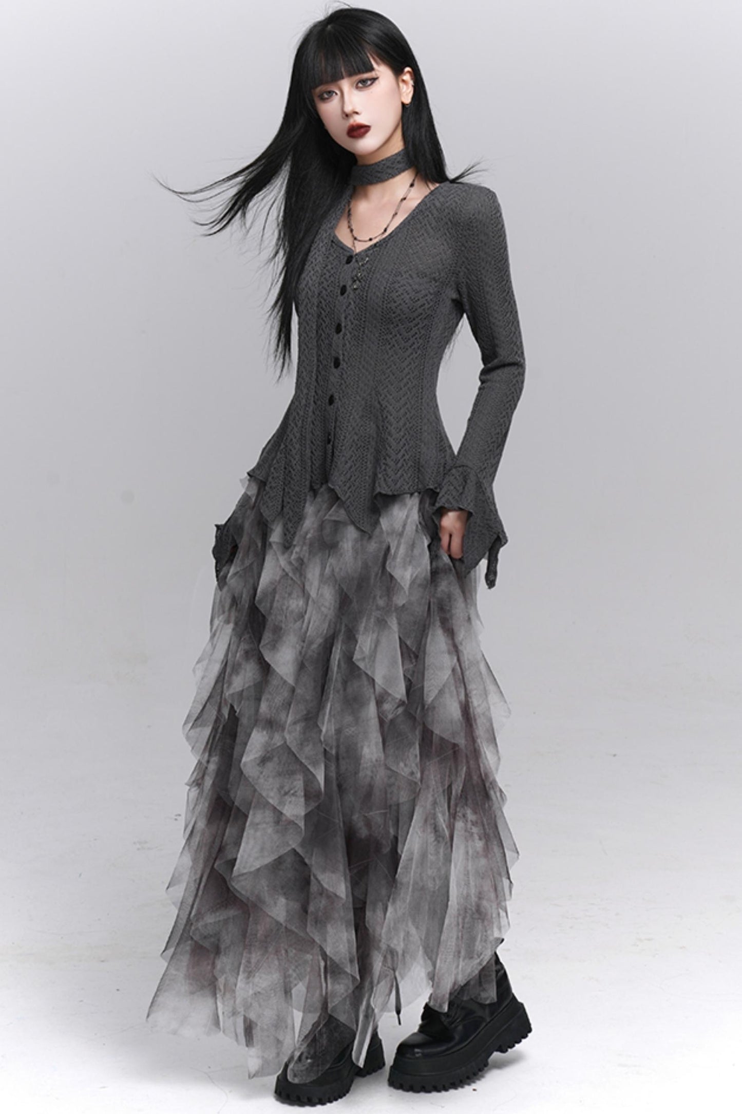 Gray Knitted Slim Top