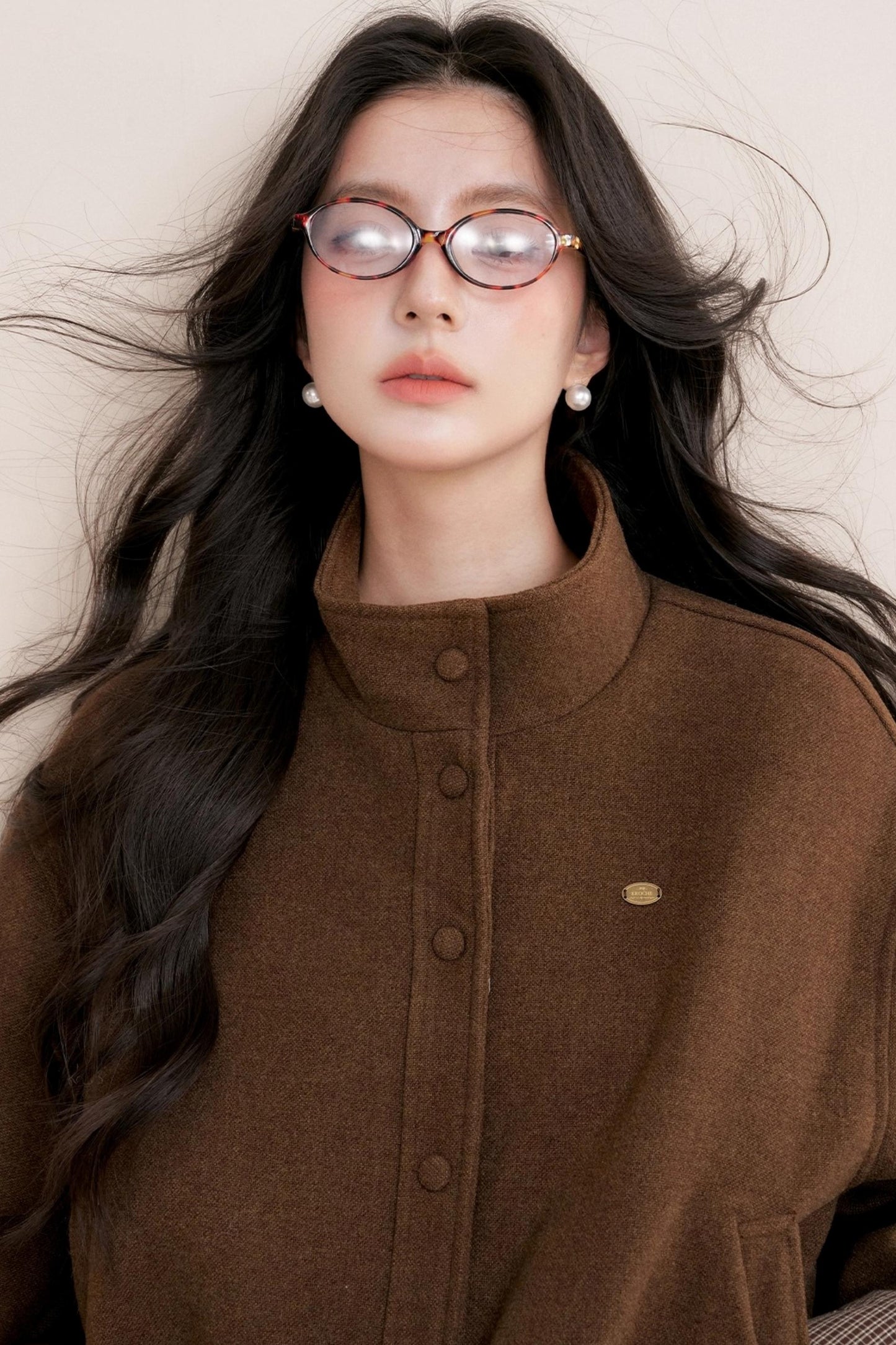 Caramel Check Woolen Jacket