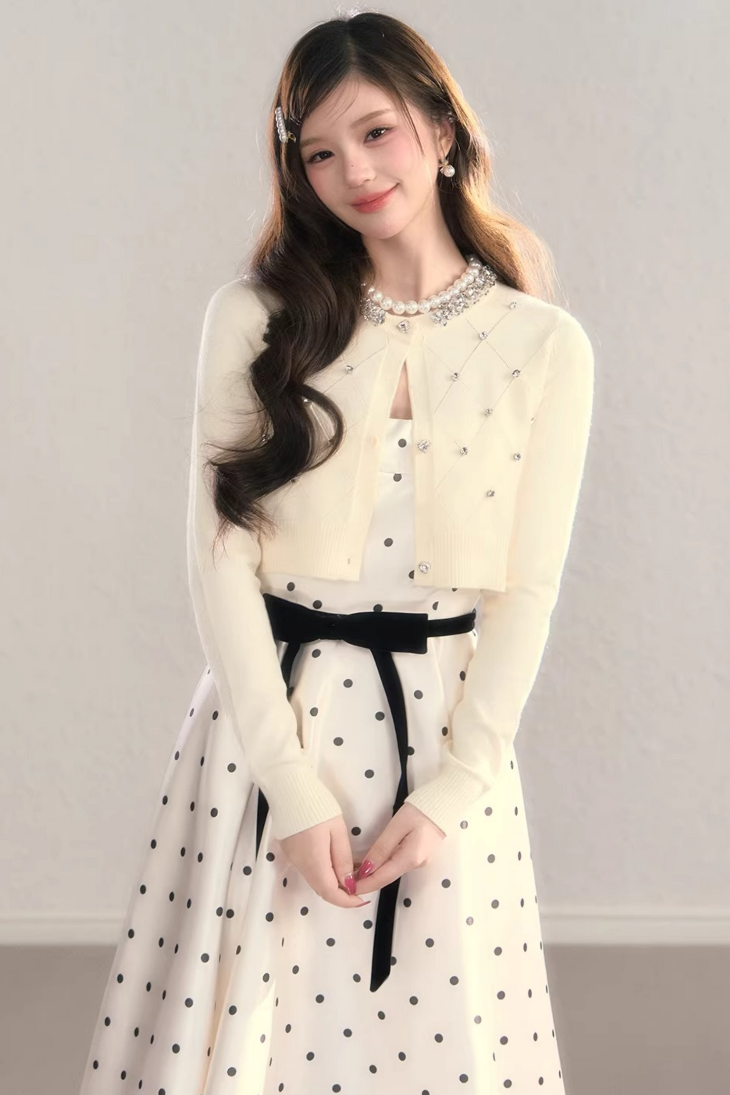 French Polka Dot A-Line Dress