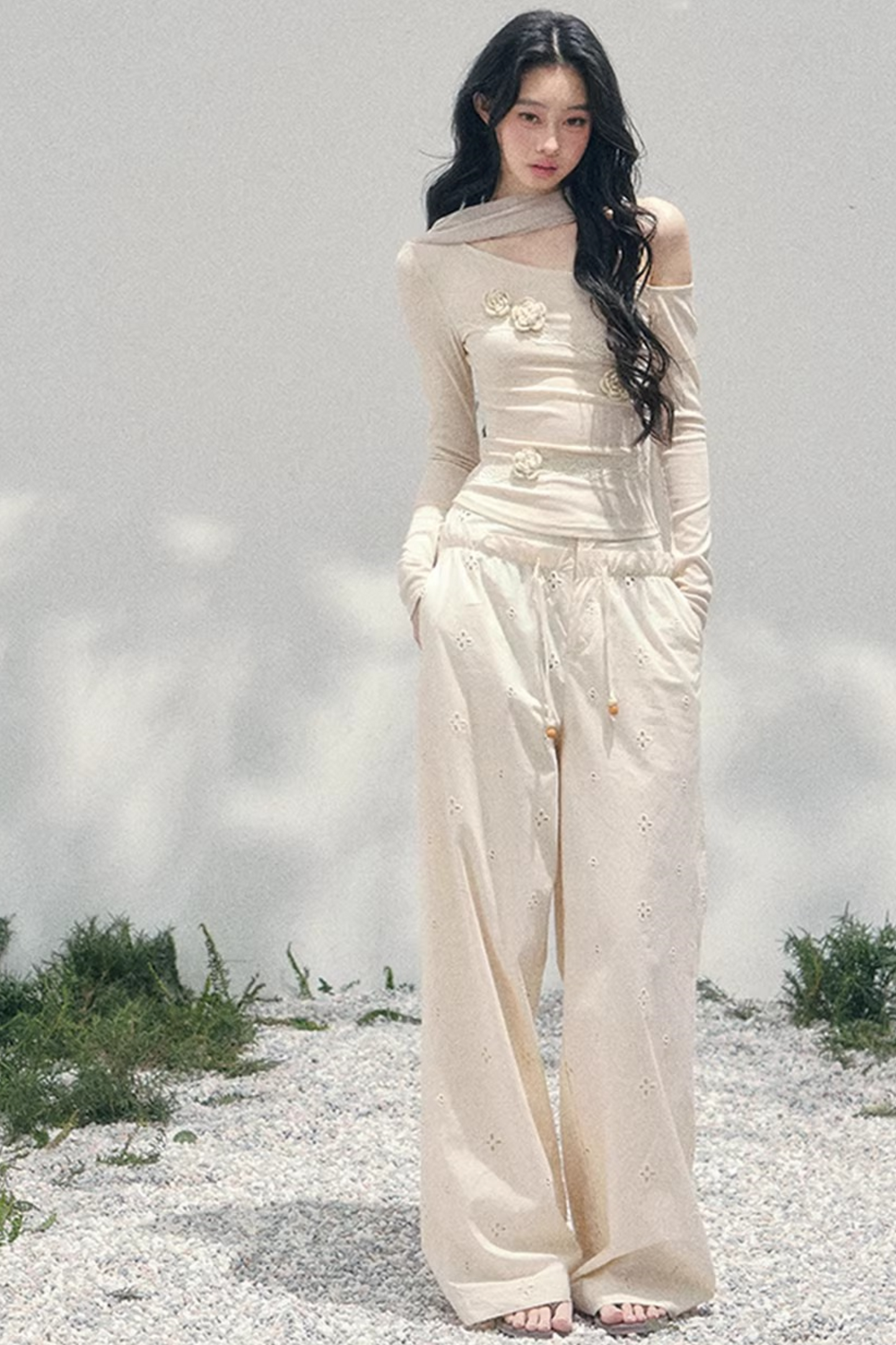 Rose Whisper Off-Shoulder Blouse