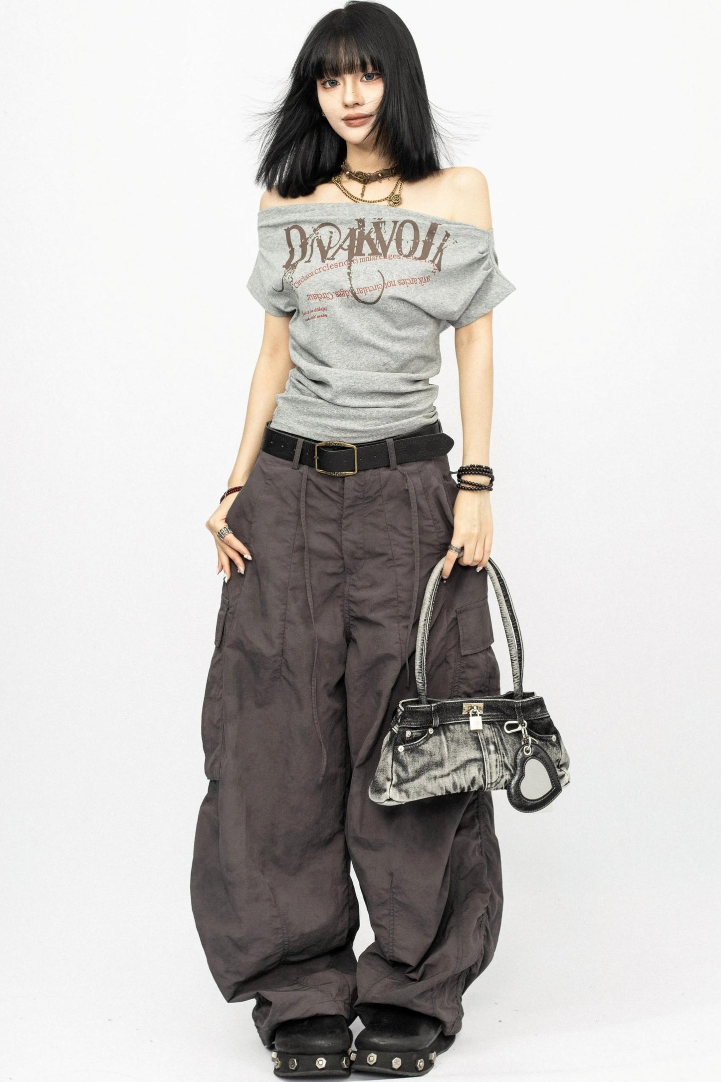 Summer Shoulder Letters T-Shirt