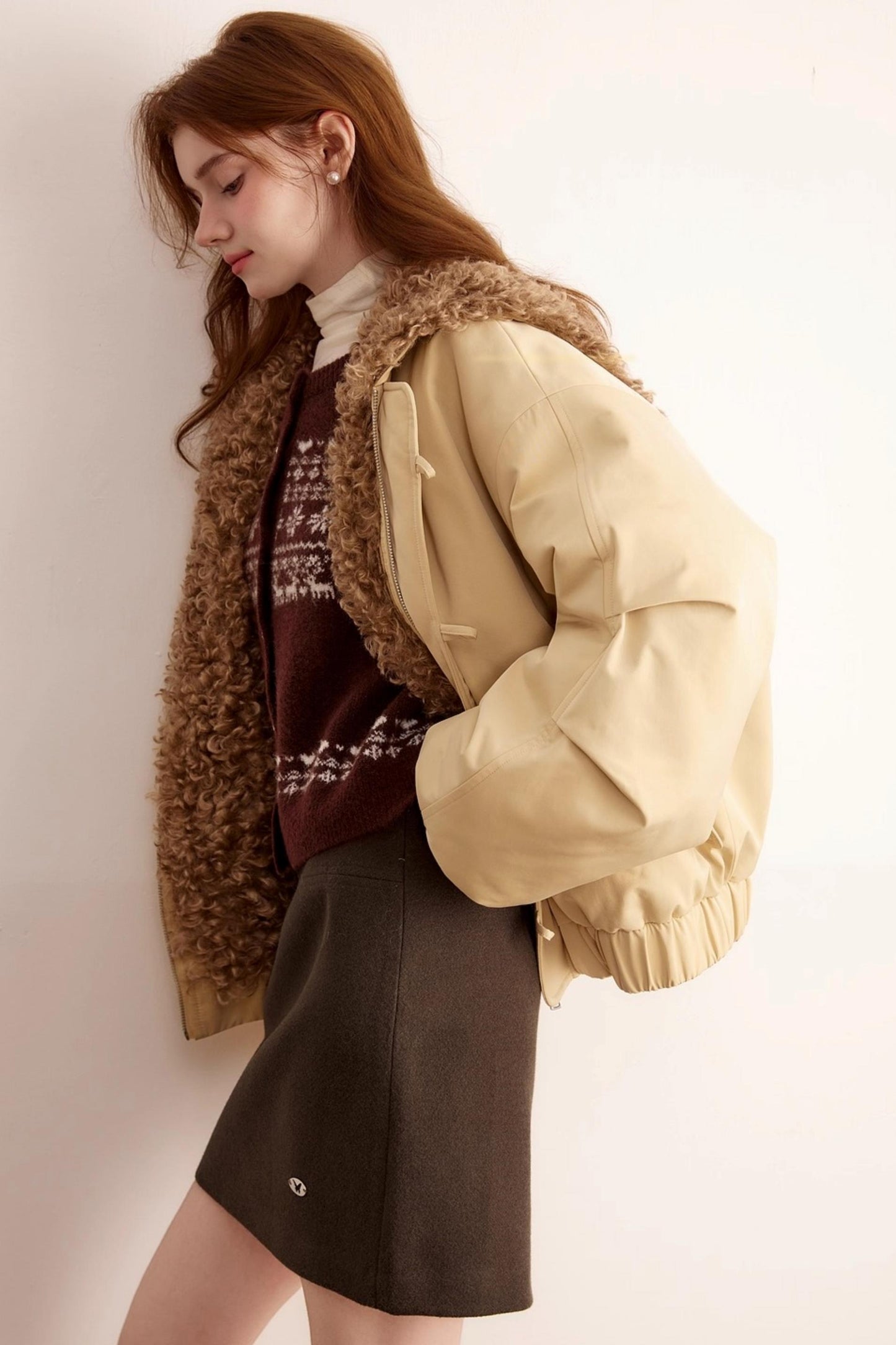 Gray Wool A-Line Skirt