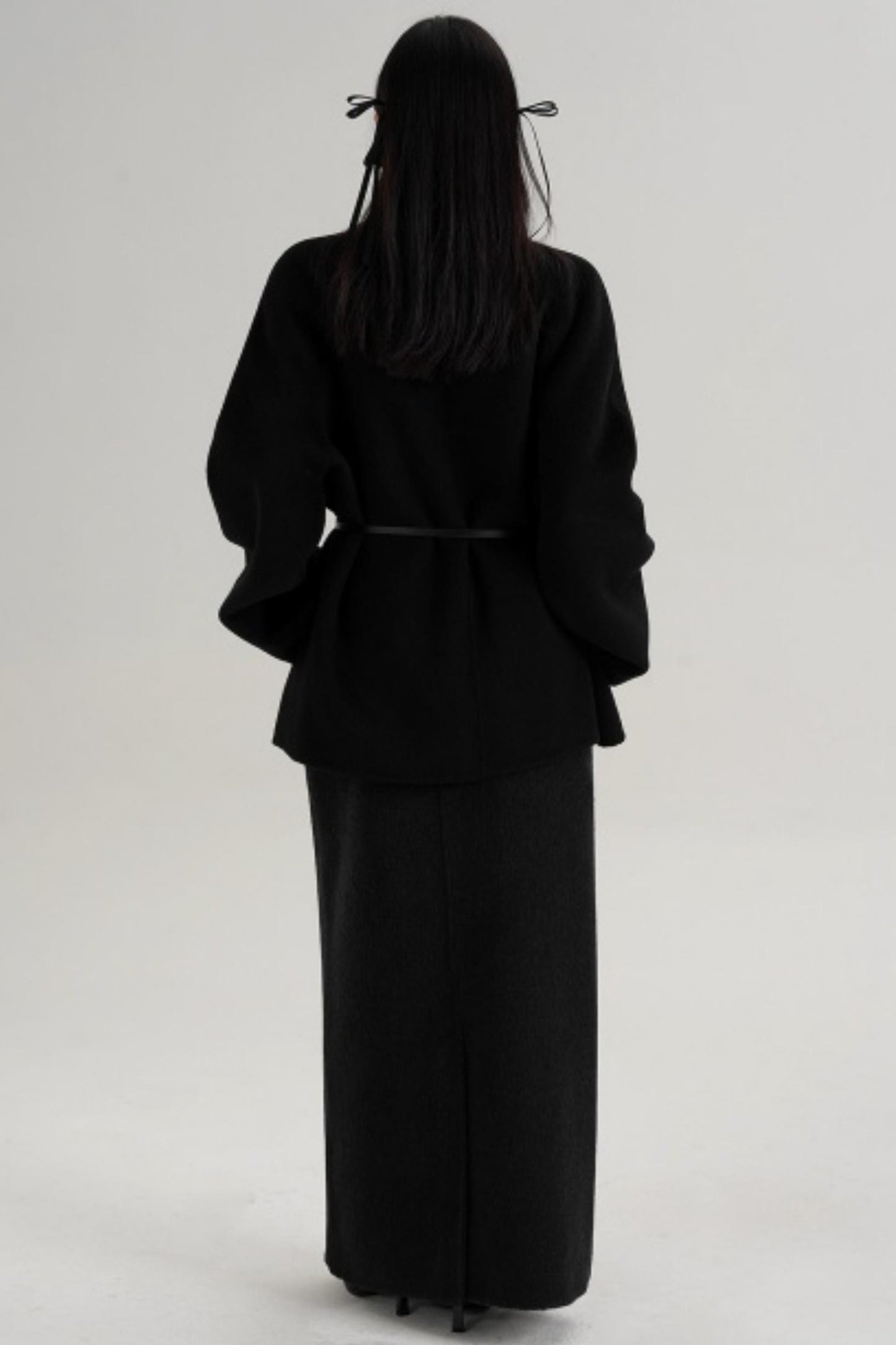 Elegant Lace-Up Woolen Coat