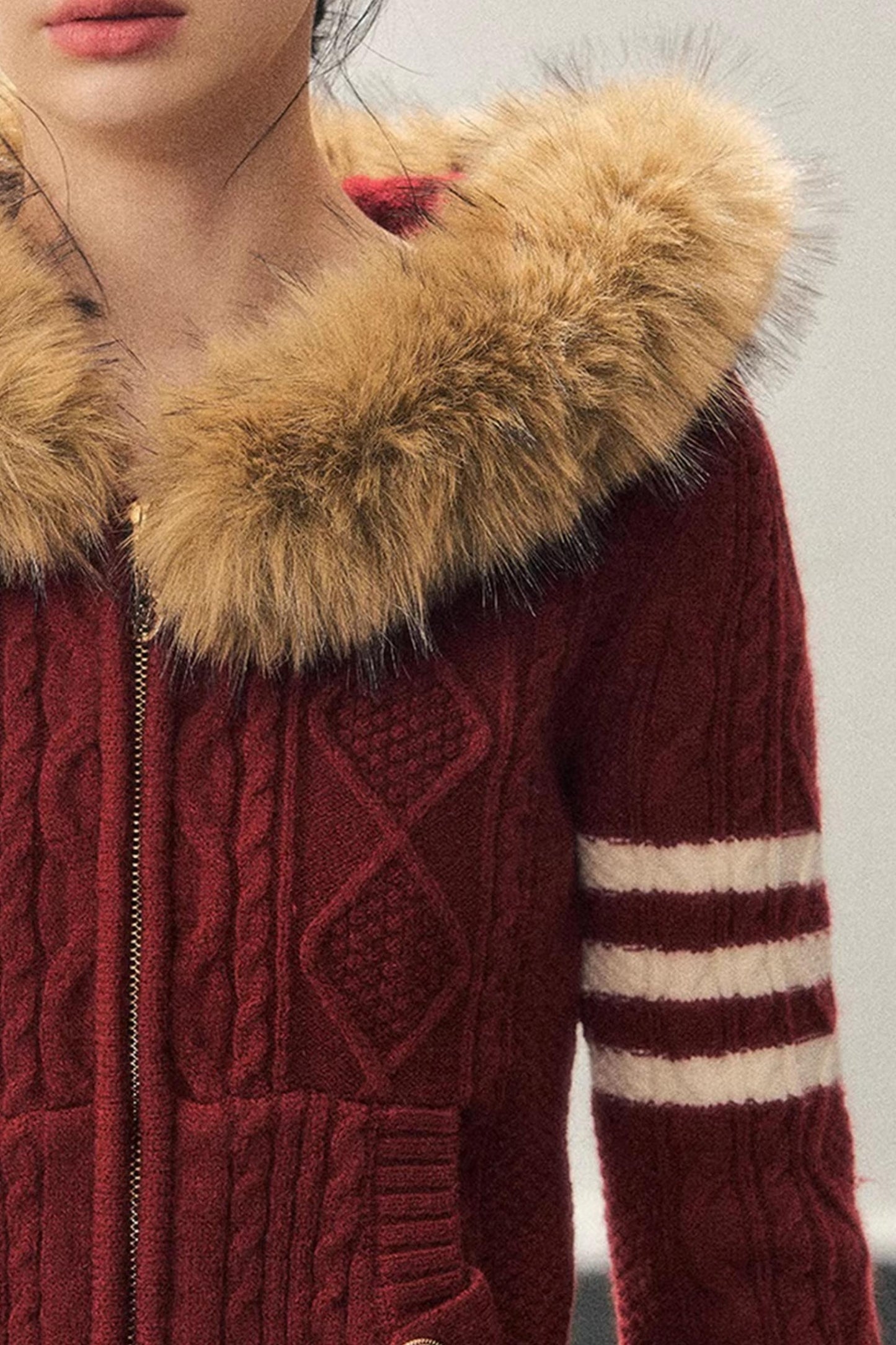 Hooded Cable Knit Sweater