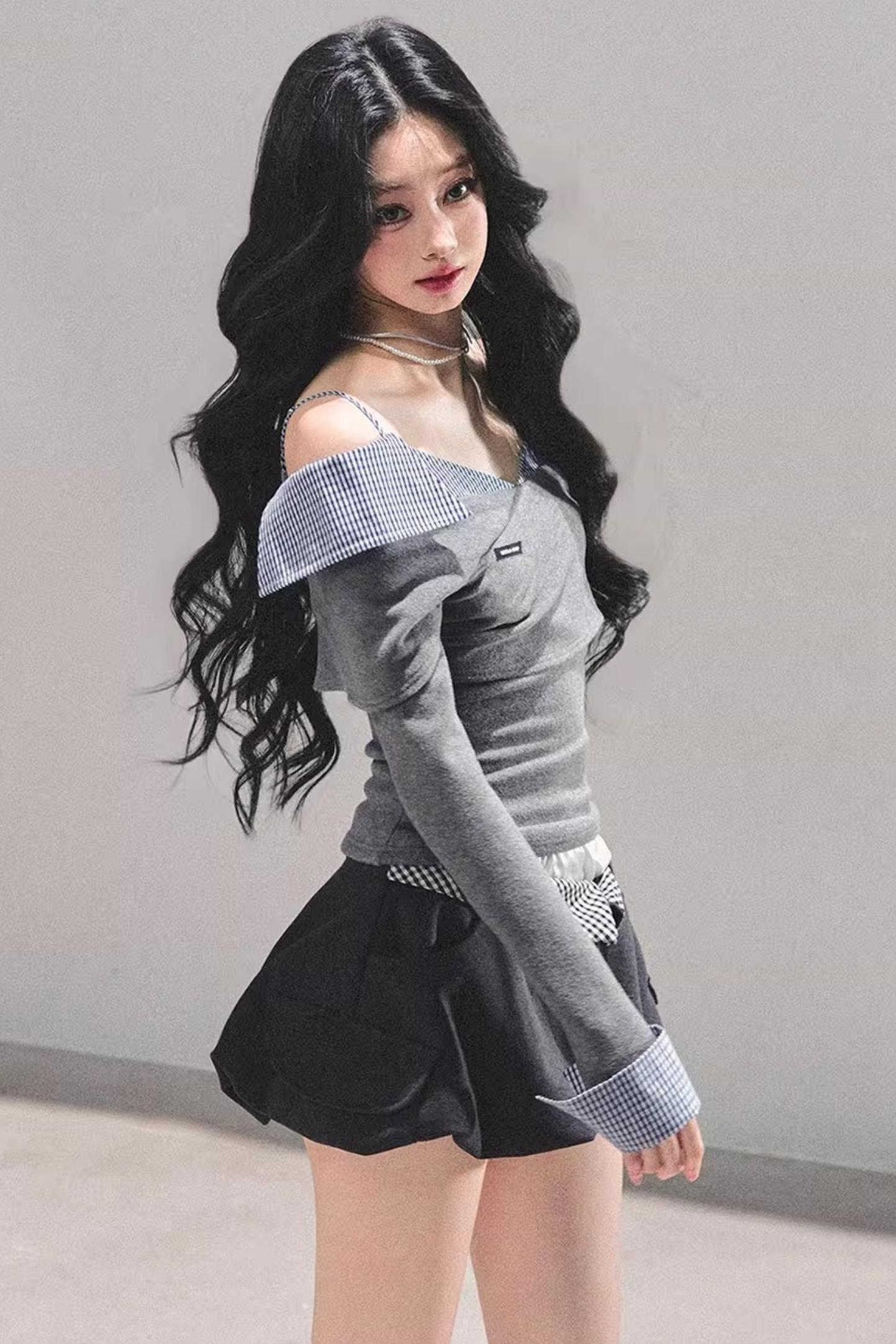 Dreams Interwoven Plaid Top