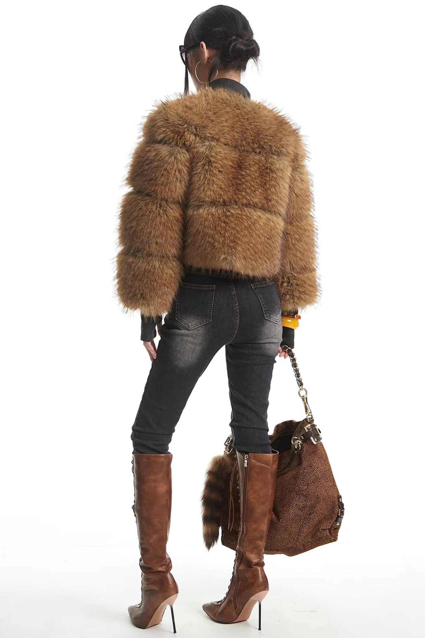 Brown Faux Fur Winter Coat
