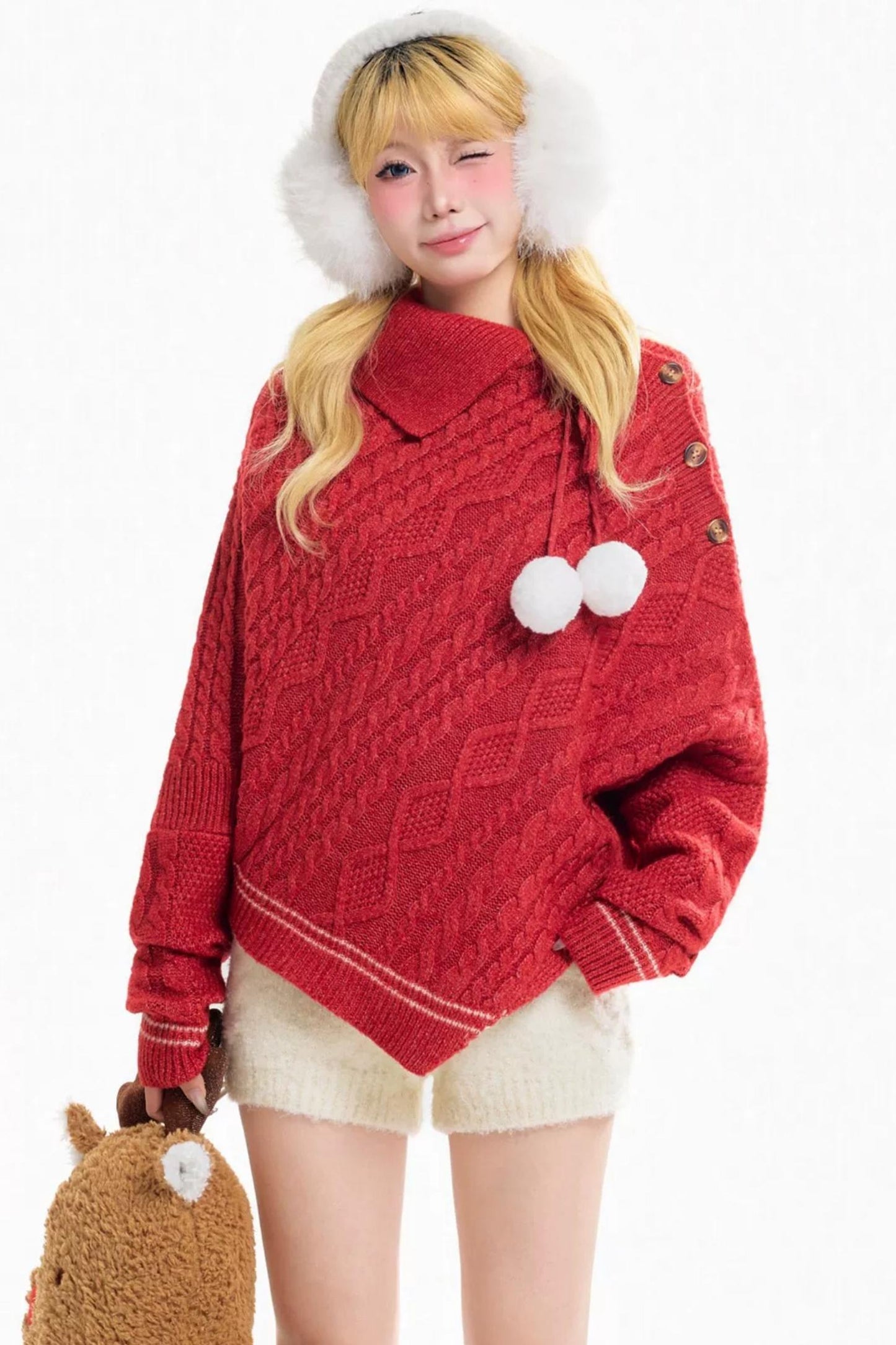 Twist Cape Turtleneck Sweater