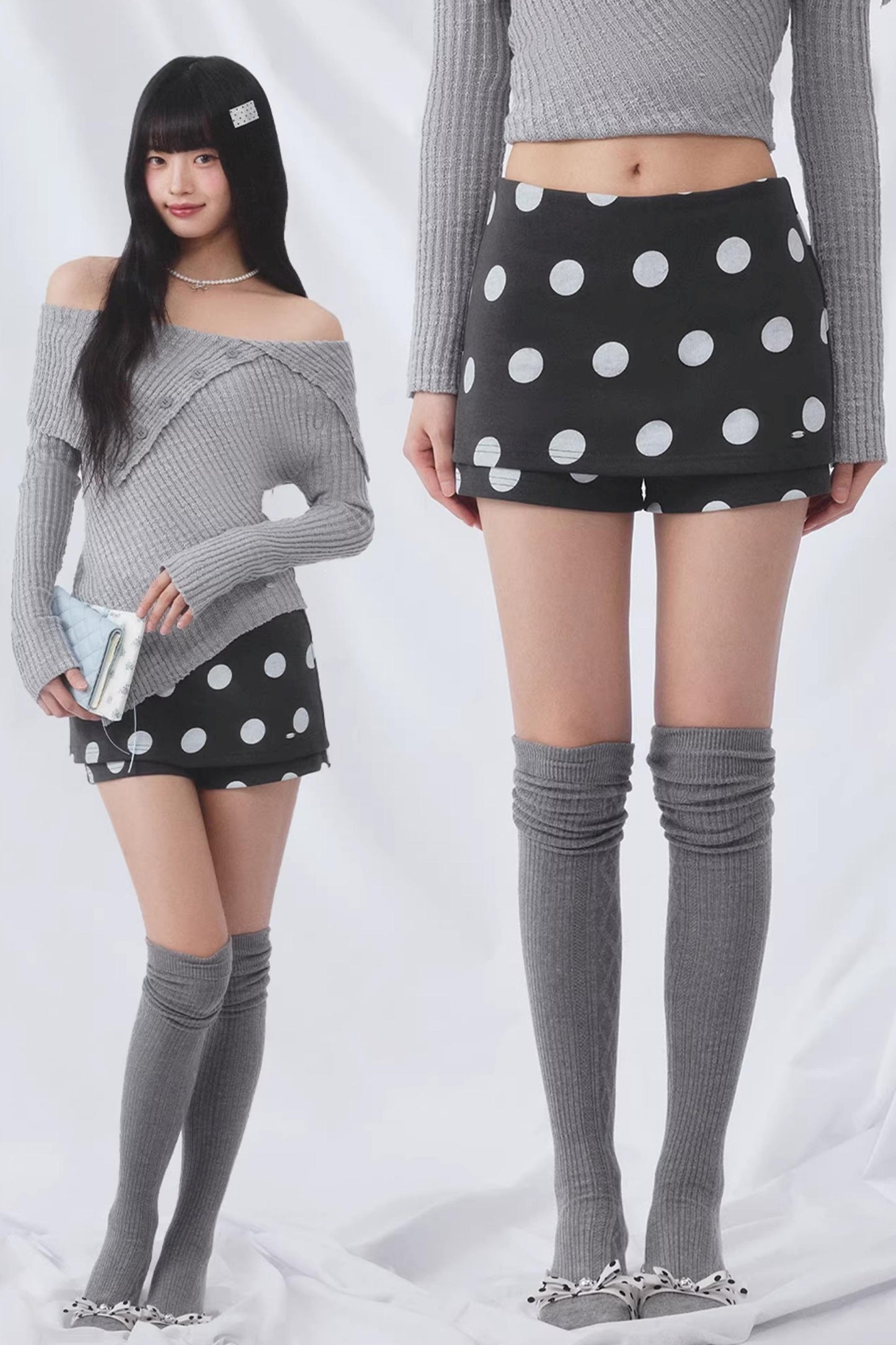 Retro Polka Dot Culottes Skirt