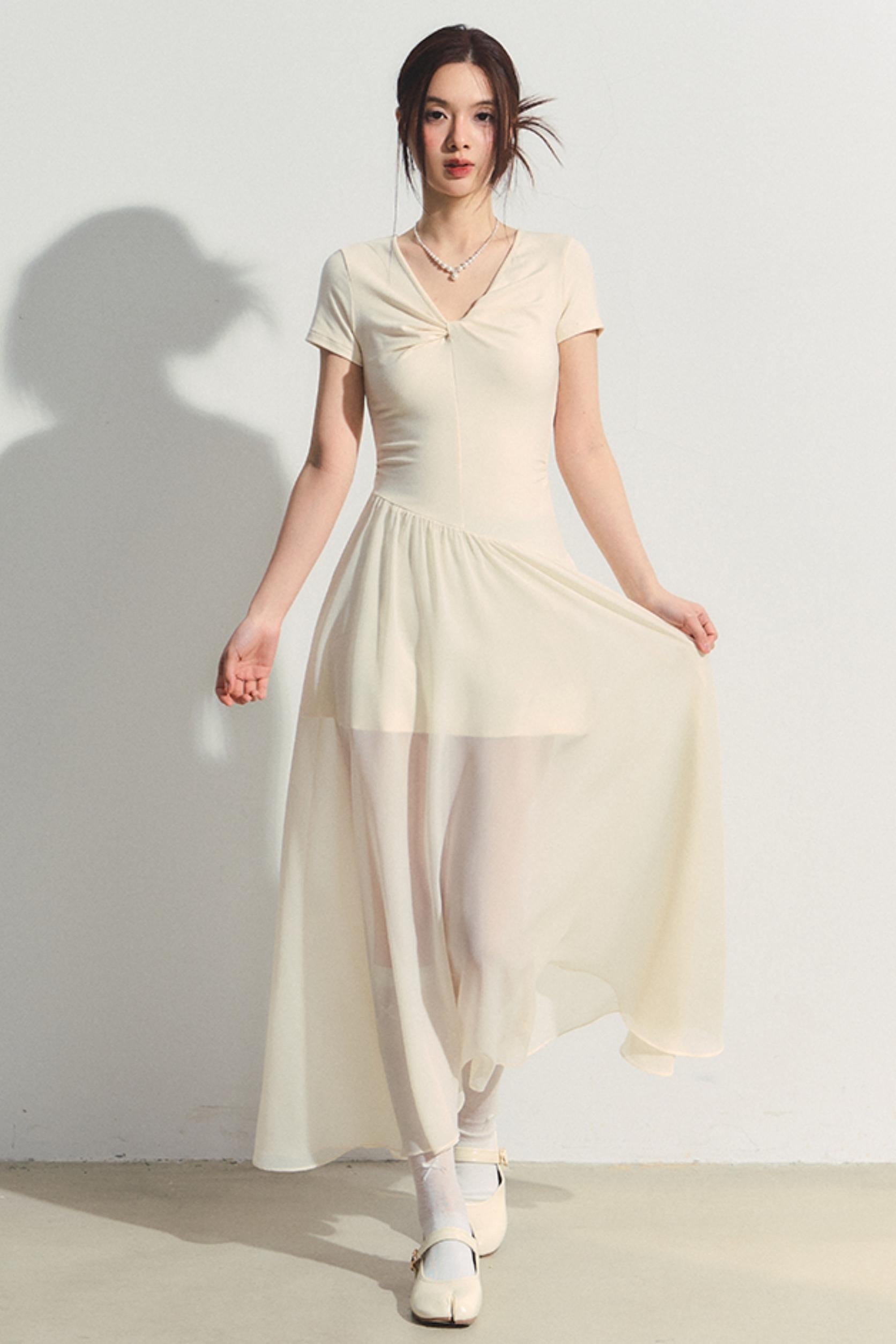A-line Summer Vibe Contrasting Suspender Dress