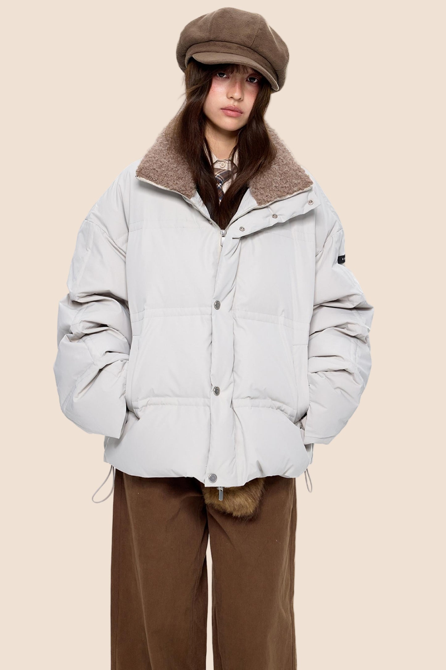 Chaqueta de plumón blanca de invierno