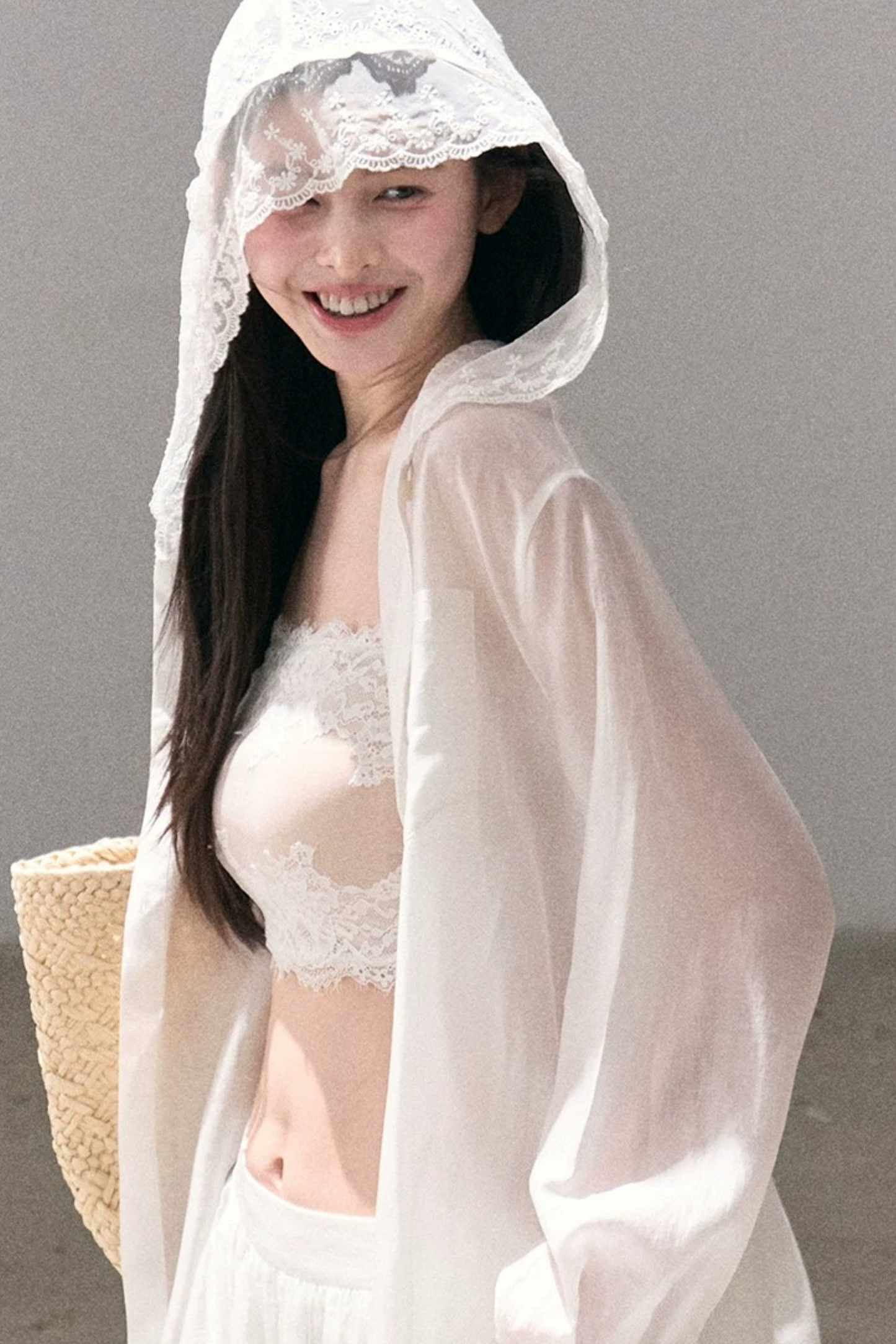 Lyocell Lace Hooded Cardigan