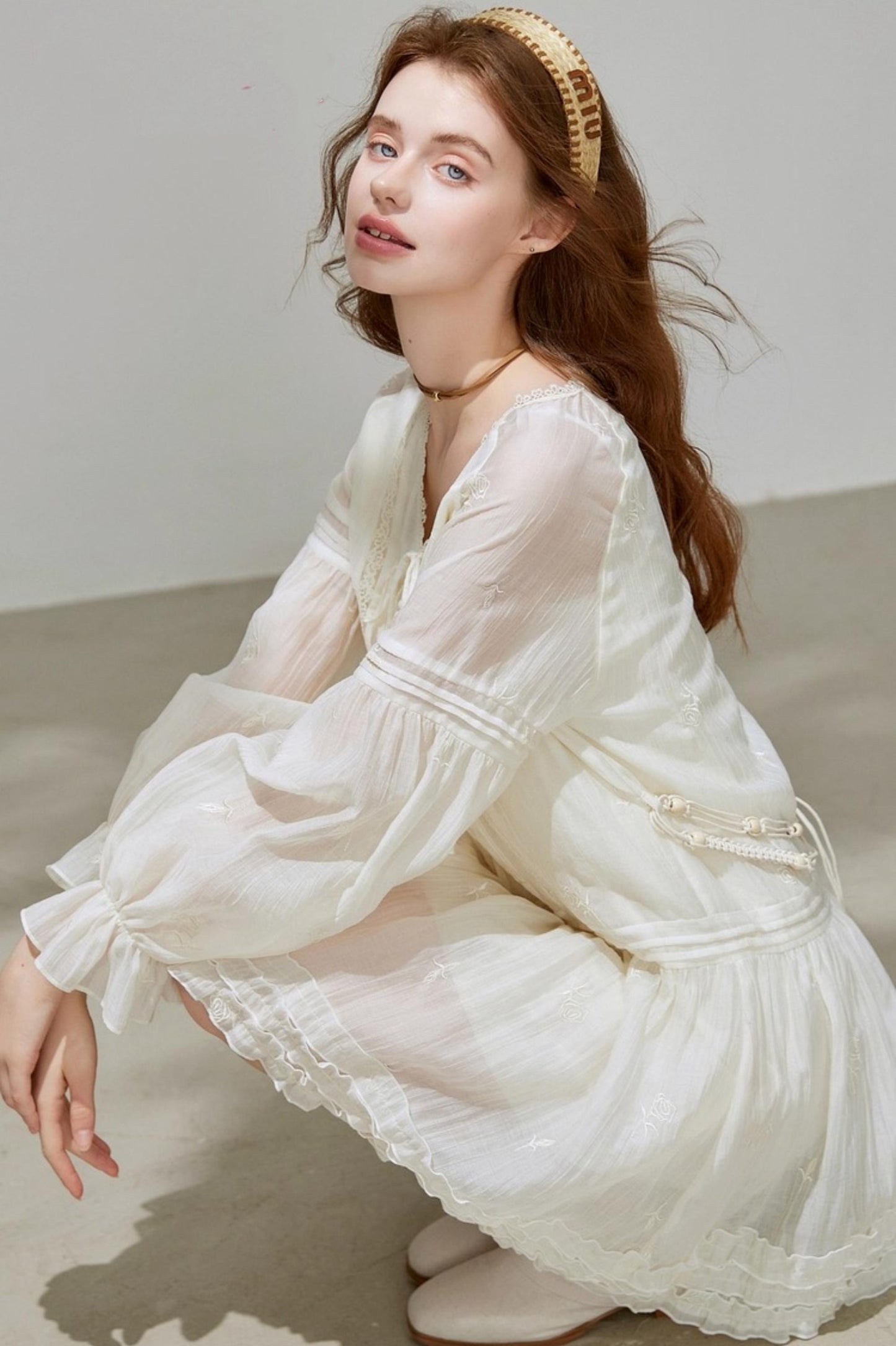 Lyocell Tencel V-Neck A-Line Short Dress