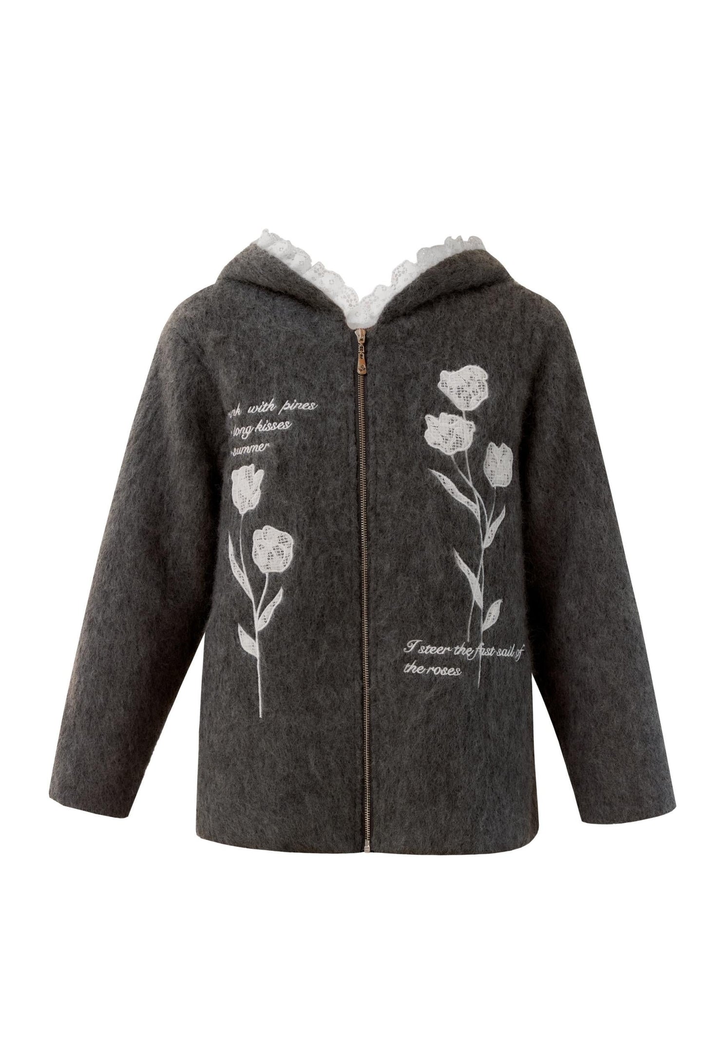 Winter Embroidered Hooded Cardigan