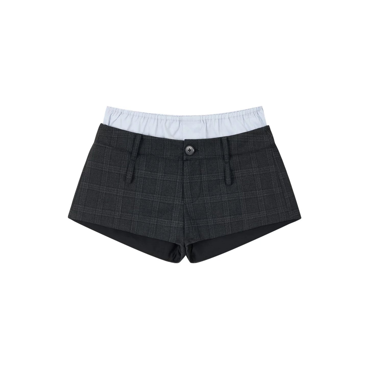 Double-Waist Plaid Shorts