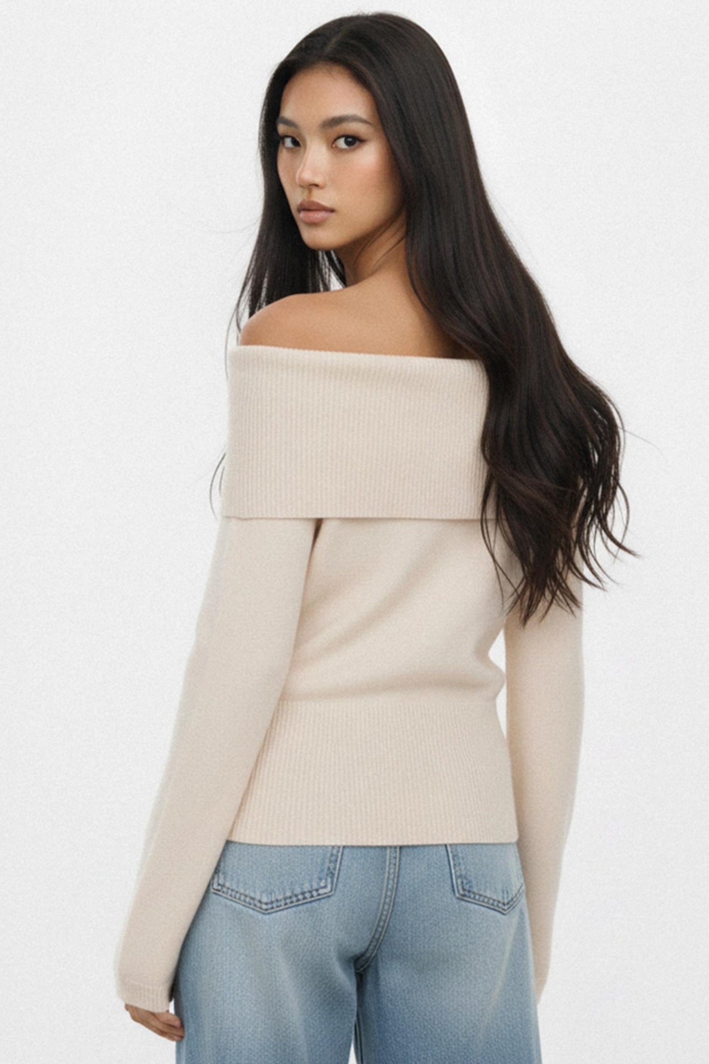Off-White One-Shoulder Sweater