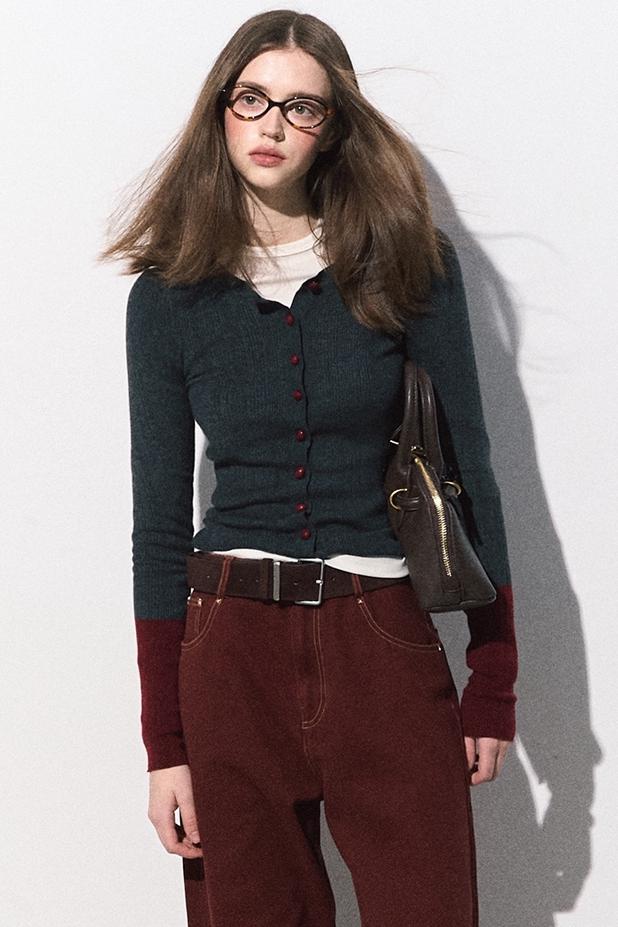 슬림 핏 니트 베이스 레이어 탑