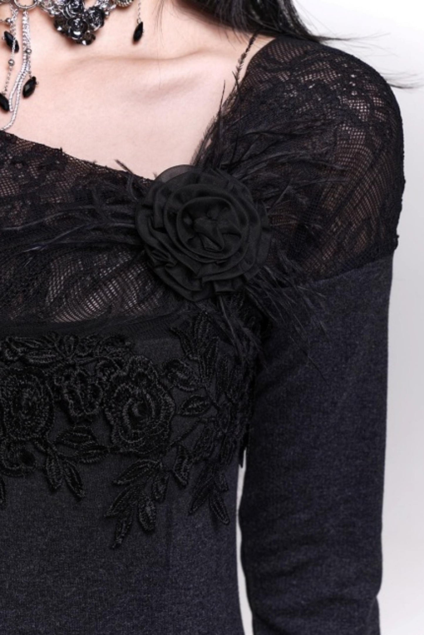 Gray Off-Shoulder Knitted Dress