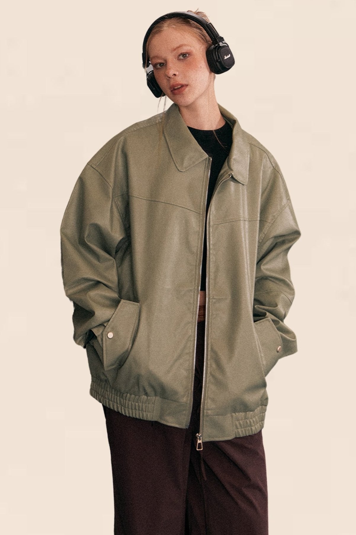 Retro Brown PU Leather Jacket