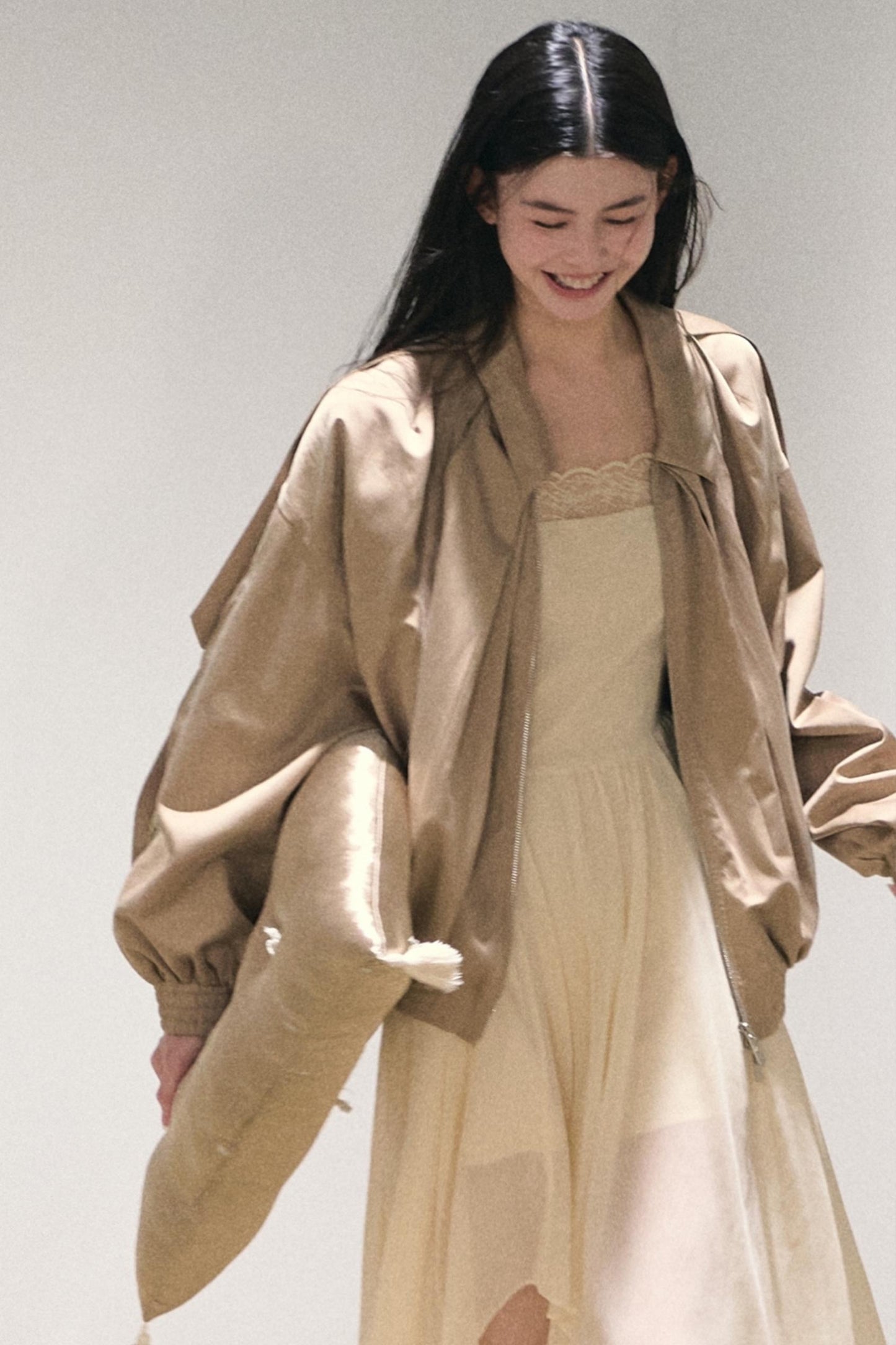 Pleated Chiffon Slip Dress