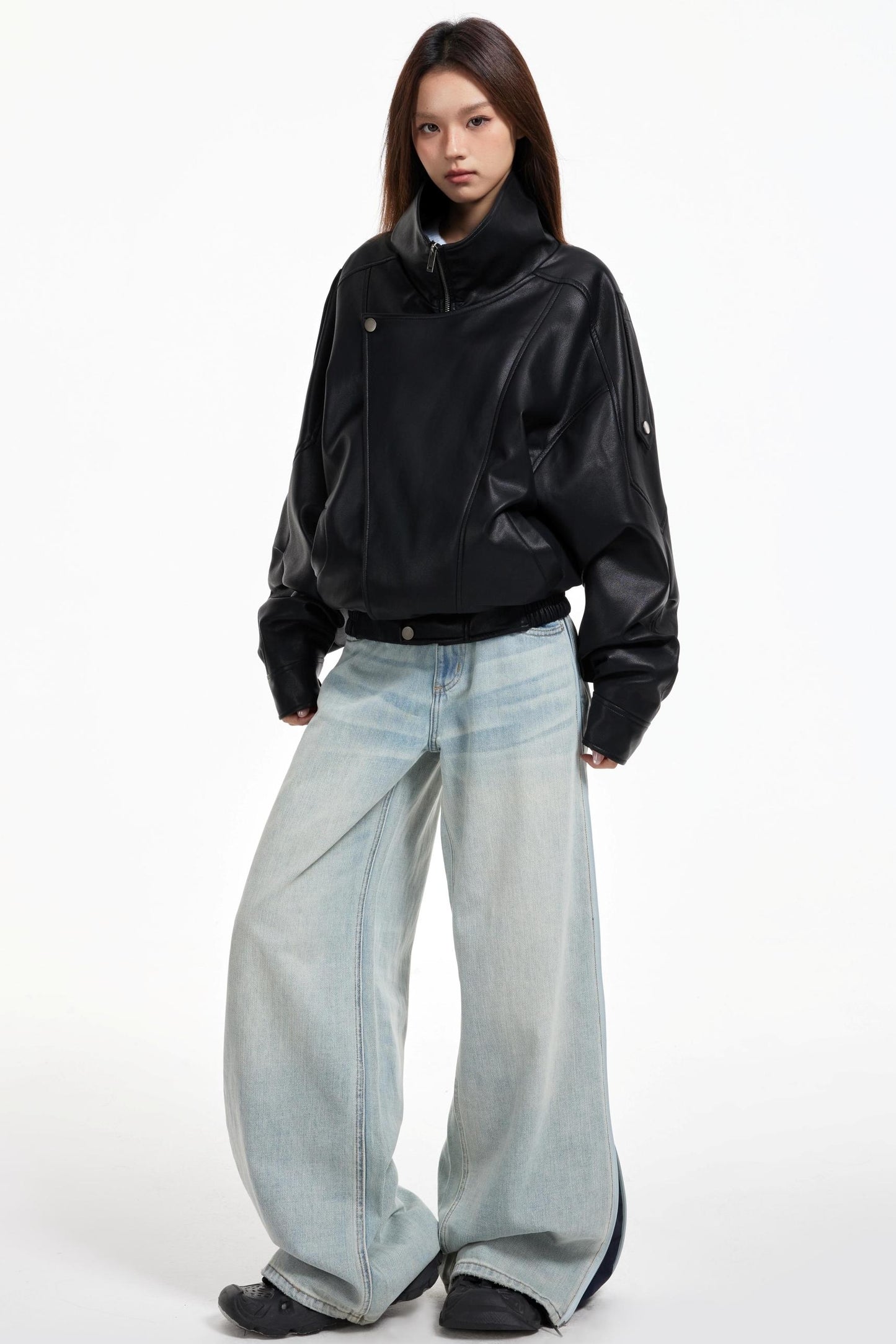 Leather Stand-Up Jacket